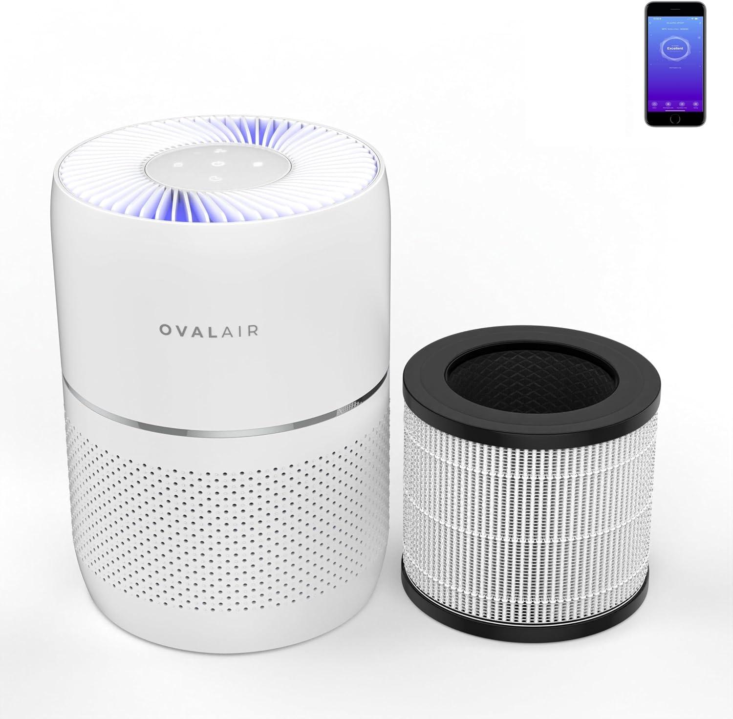 Oval White H13 HEPA Smart Desk Air Purifier