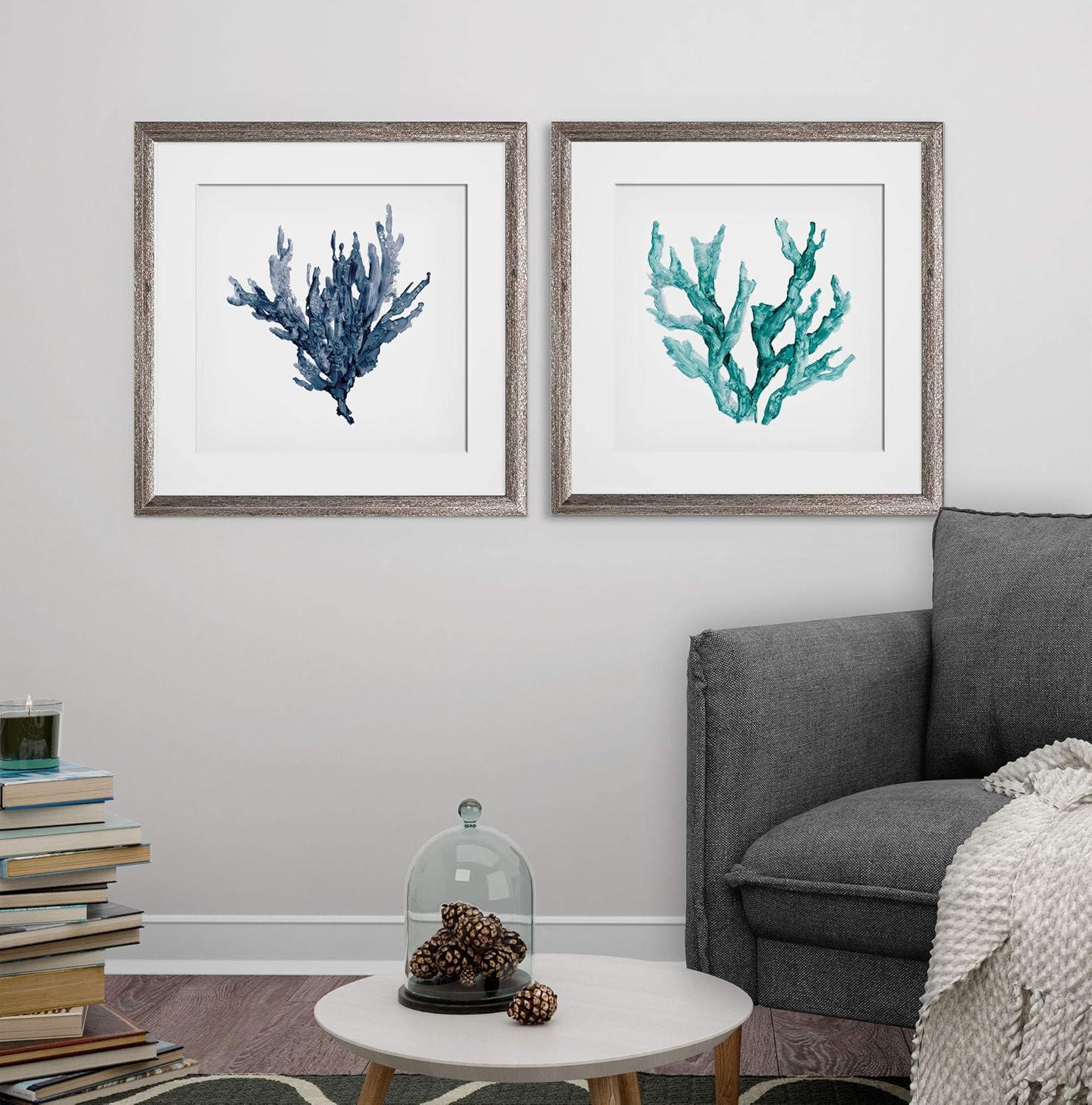 Sea Coral 2-Piece Framed Art Set with Silver Frame