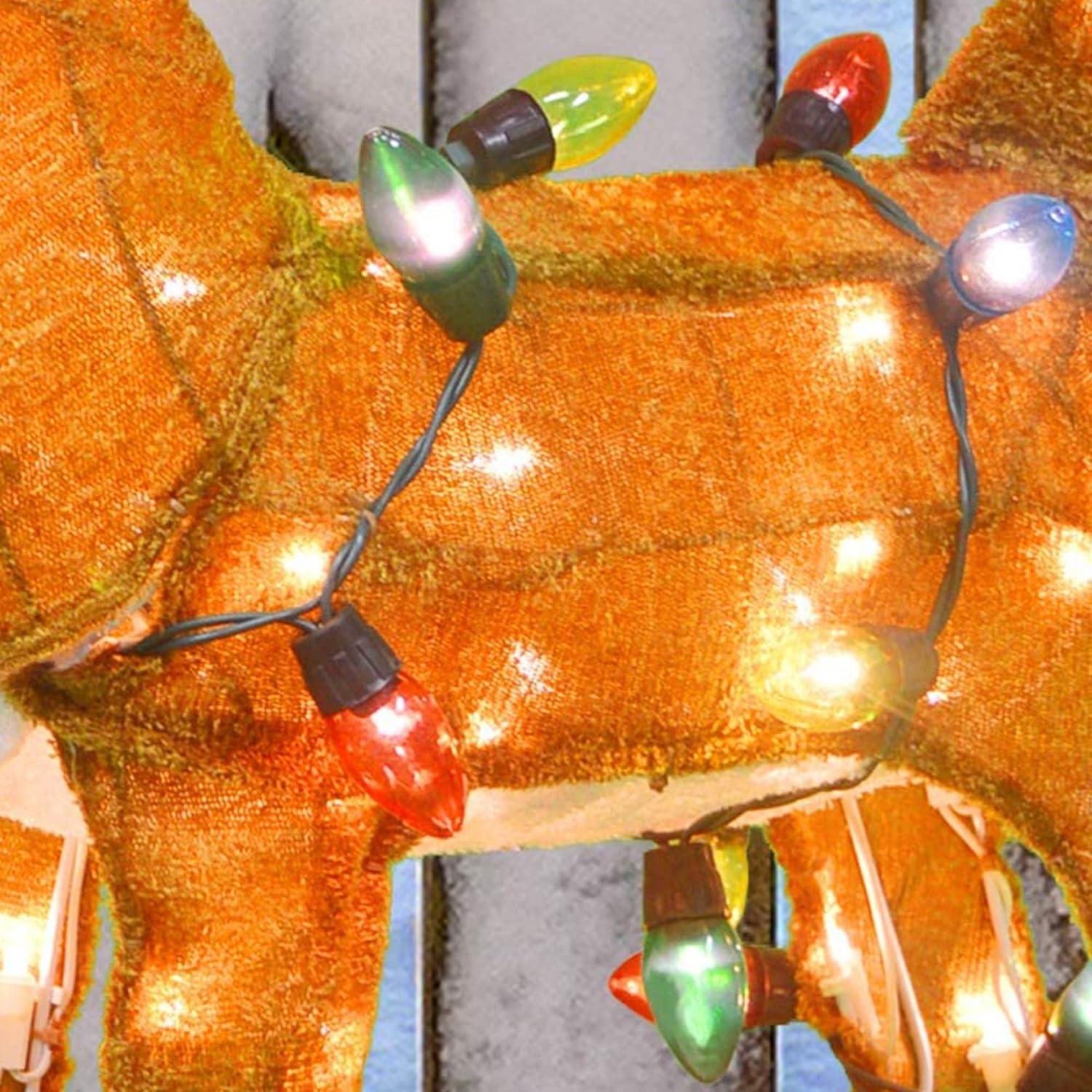 ProductWorks 24 Inch Rudolph with Santa Hat 3D Pre Lit Holiday Decoration
