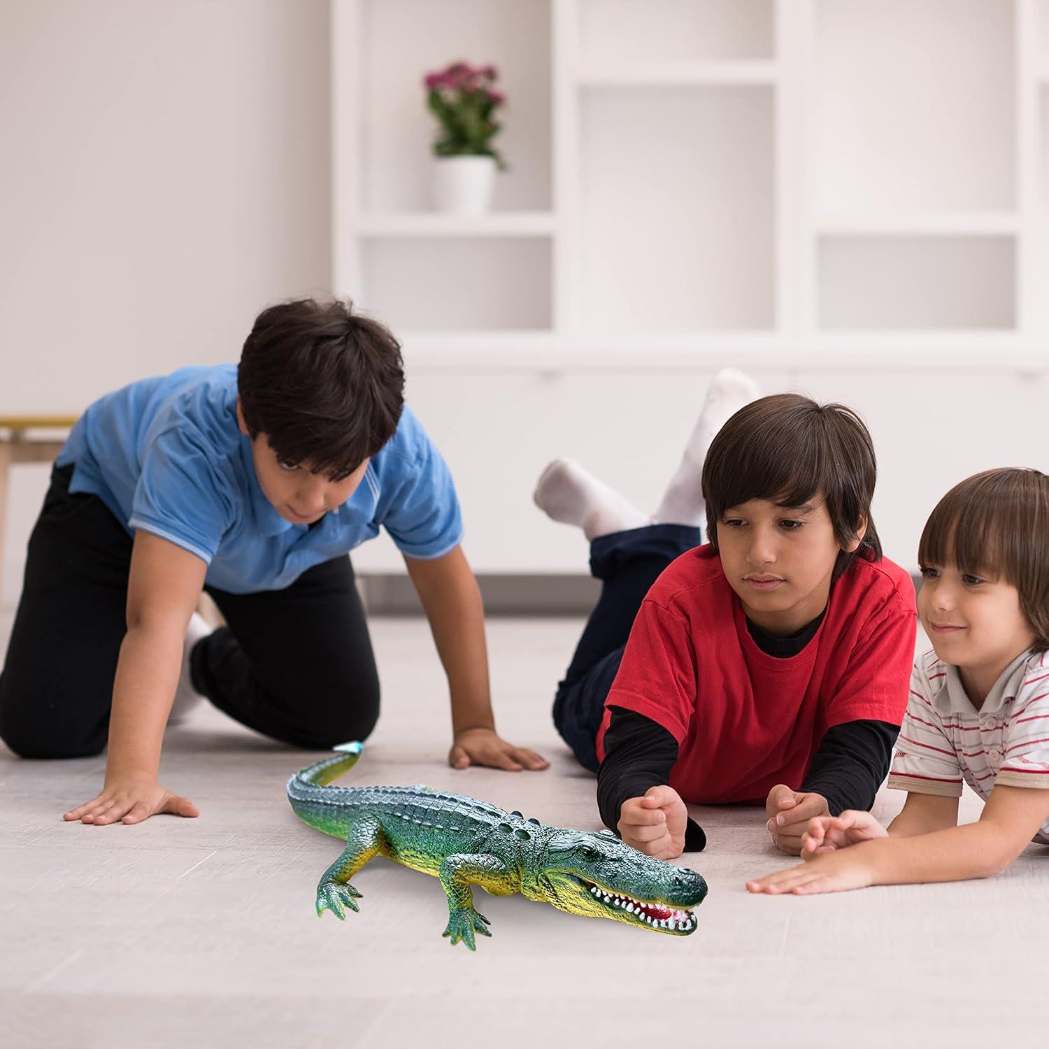 MameJo Alligator Toy | 16 Inch American Alligator Reptile Toys | Hand Painted Realistic Animal Toy Figures for Home Décor Or 3D Shapes for Teaching