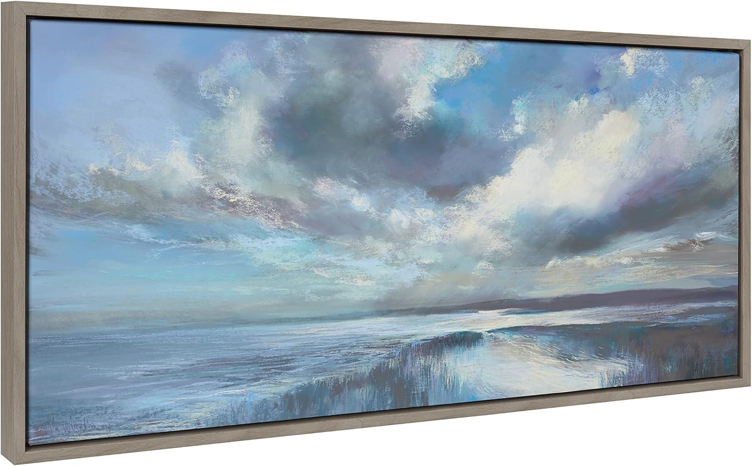 18" x 40" Sylvie The Tide Waits for No Man Framed Canvas by Nel Whatmore Gray - Kate & Laurel All Things Decor