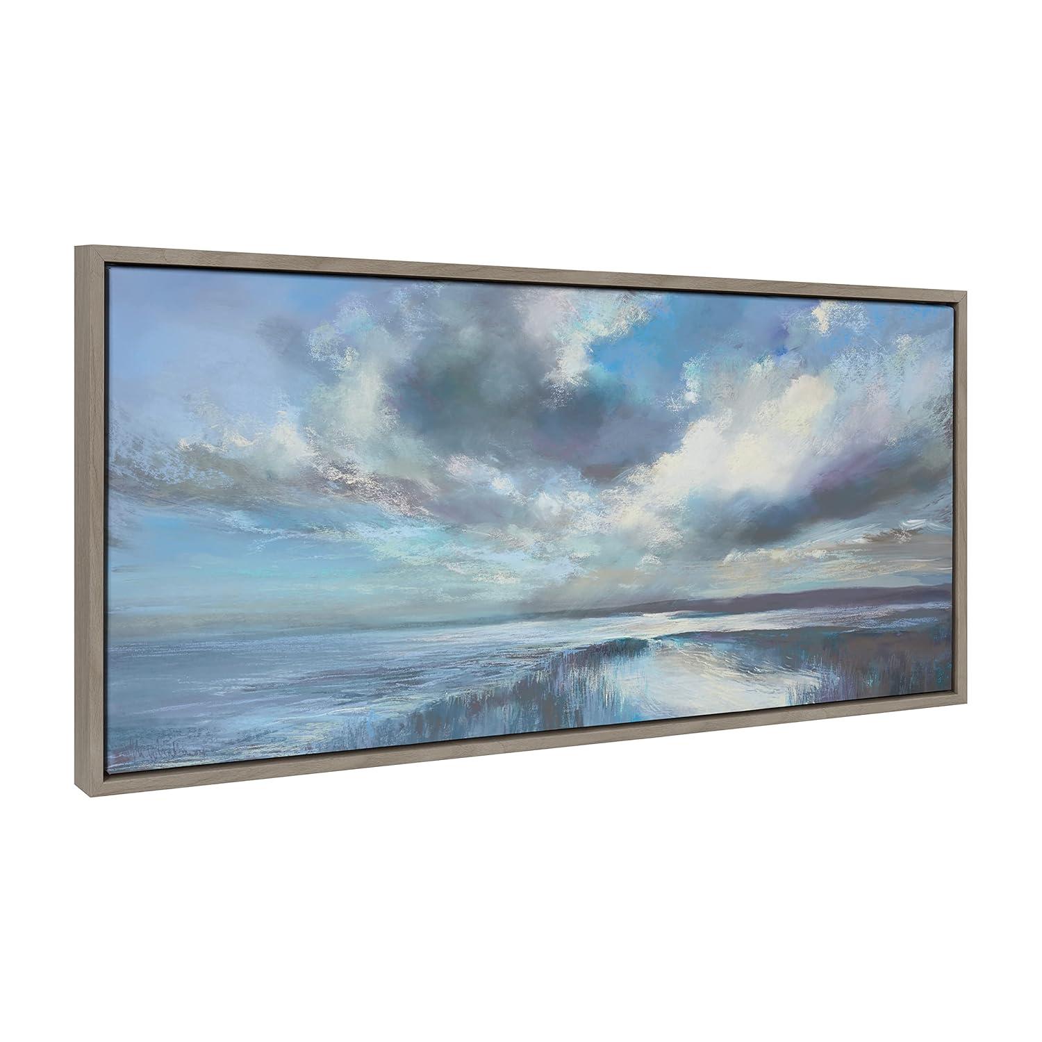 18" x 40" Sylvie The Tide Waits for No Man Framed Canvas by Nel Whatmore Gray - Kate & Laurel All Things Decor