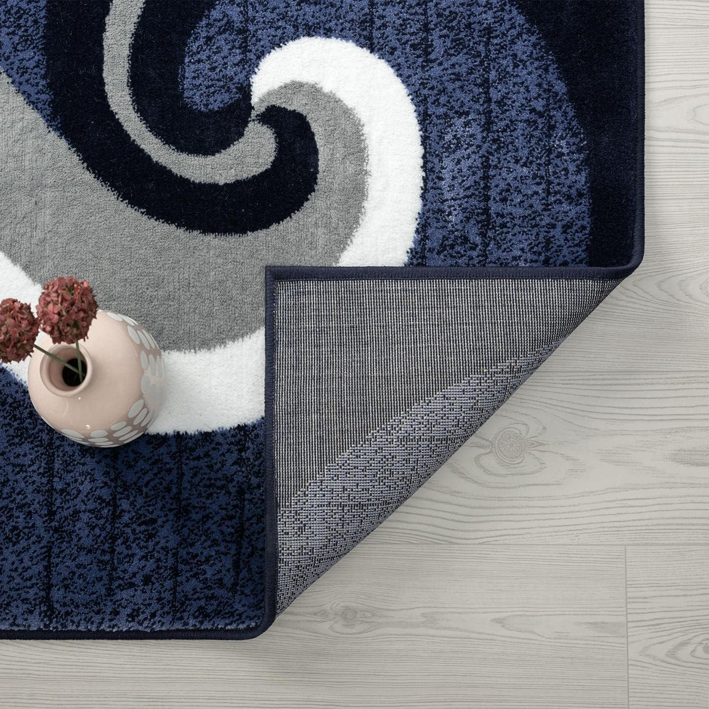 Luxe Weavers Contemporary Abstract Geometric Swirl Area Rug, Blue 5x7
