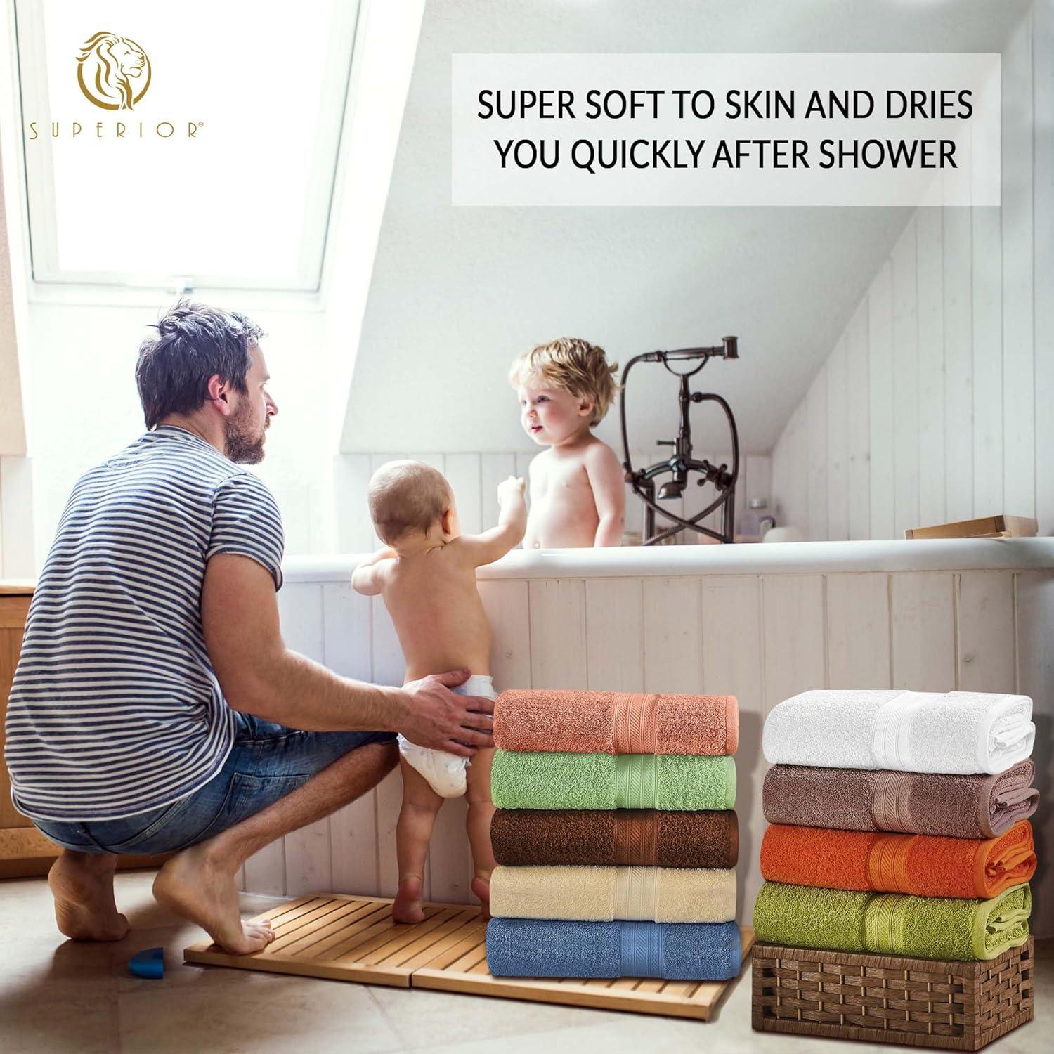 Superior Atlas Cotton Heavyweight 4 Piece Towel Set, Allure