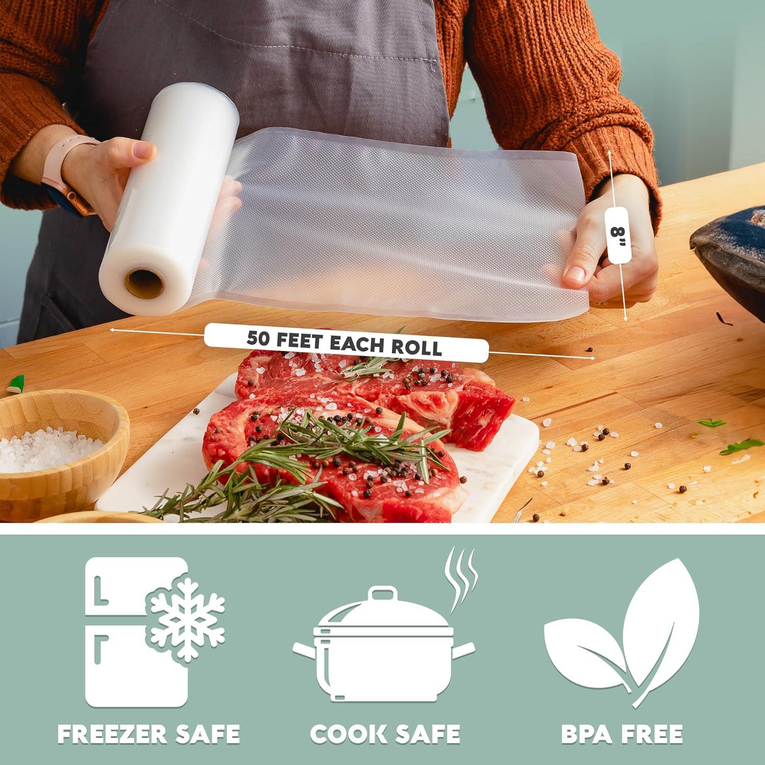 Avid Armor Vacuum Sealer Bags for Food, 11''x50' & 8''x50' Vacuum Heat-Seal Rolls, 100ft Food Saver Bags