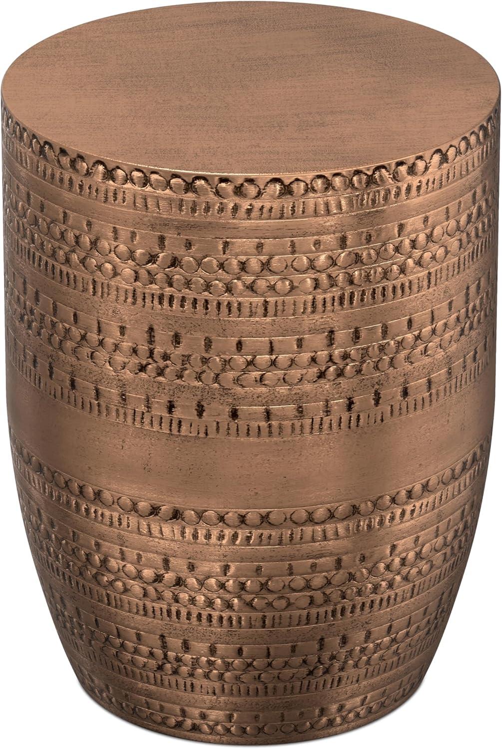 Dakota Fields Johnsen 15 in Large Iron Metal Drum Accent Side End Table