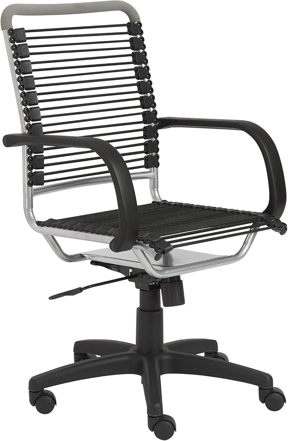 Black Aluminum High Back Swivel Bungee Office Chair