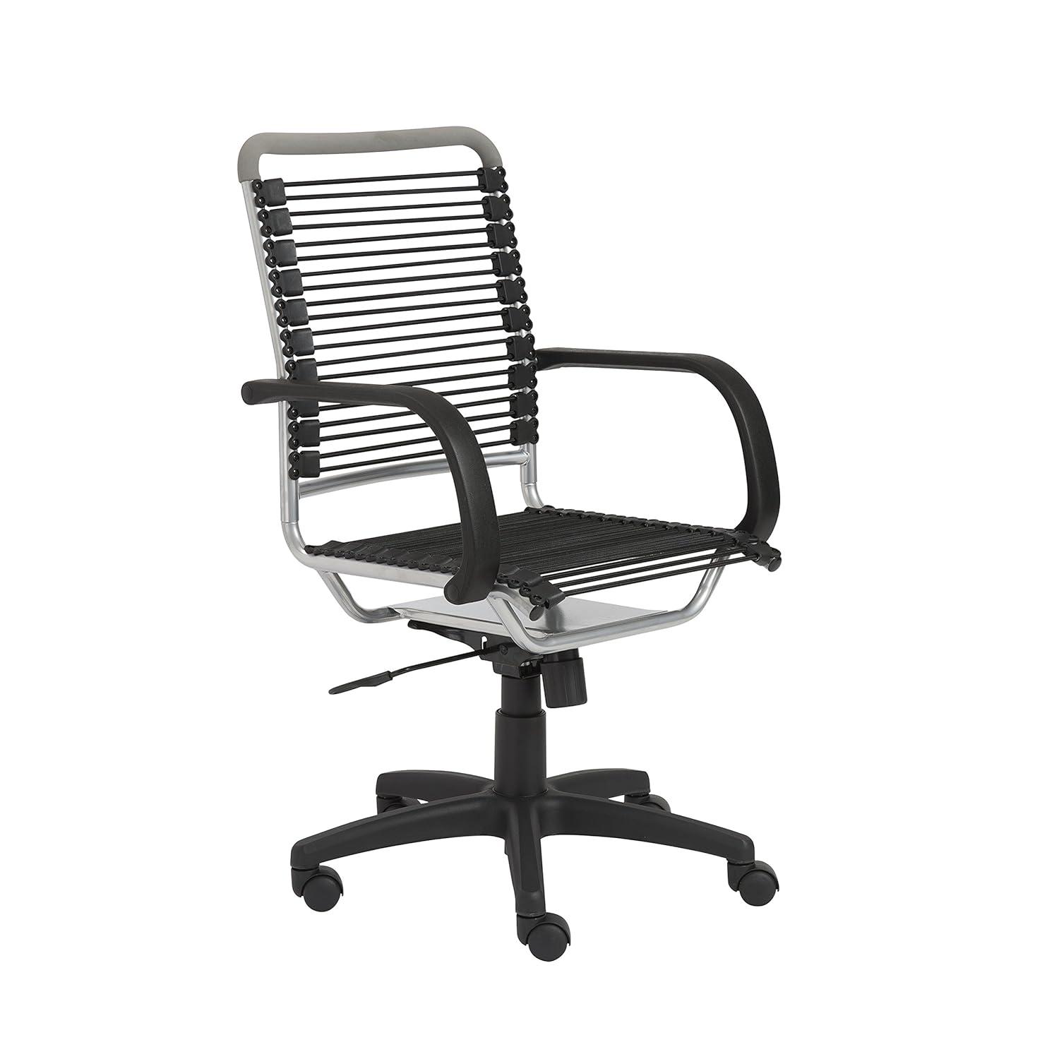 Black Aluminum High Back Swivel Bungee Office Chair
