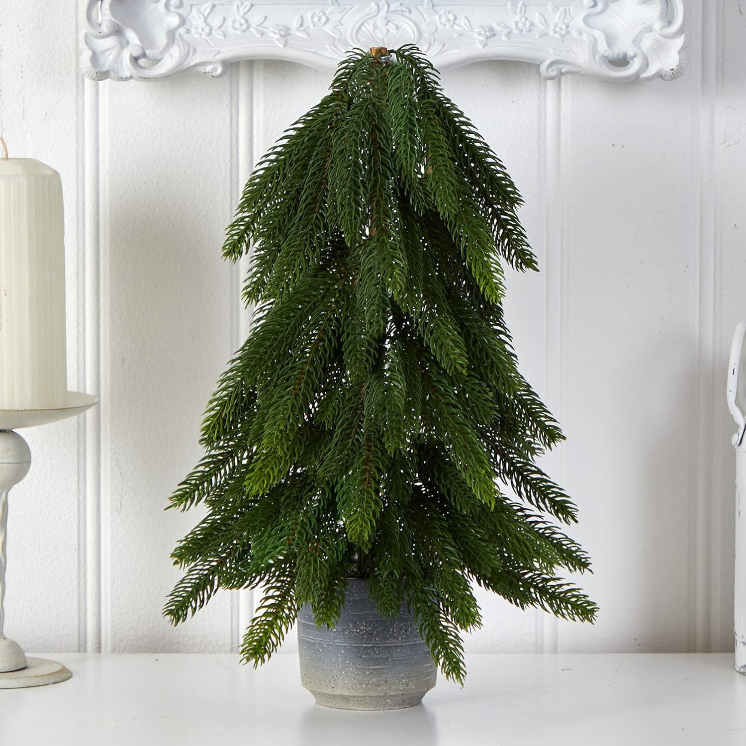 Nearly Natural 1.42-ft Pine Artificial Christmas Tree in Decorative Planter