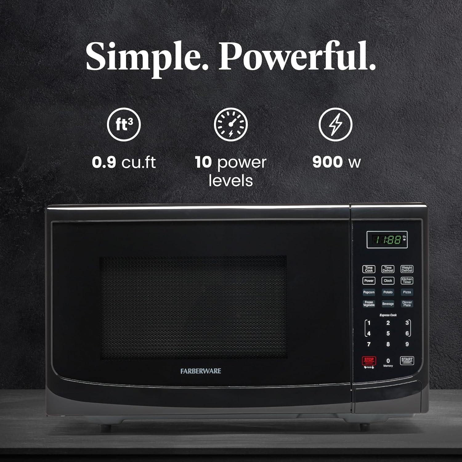 Farberware Farberware 0.9 Cubic Feet Countertop Microwave FM09BKA
