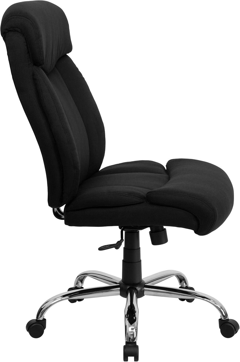 Flash Furniture HERCULES Series Big & Tall 400 lb. Rated Black Fabric Executive Ergonomic Office Chair and Chrome Base