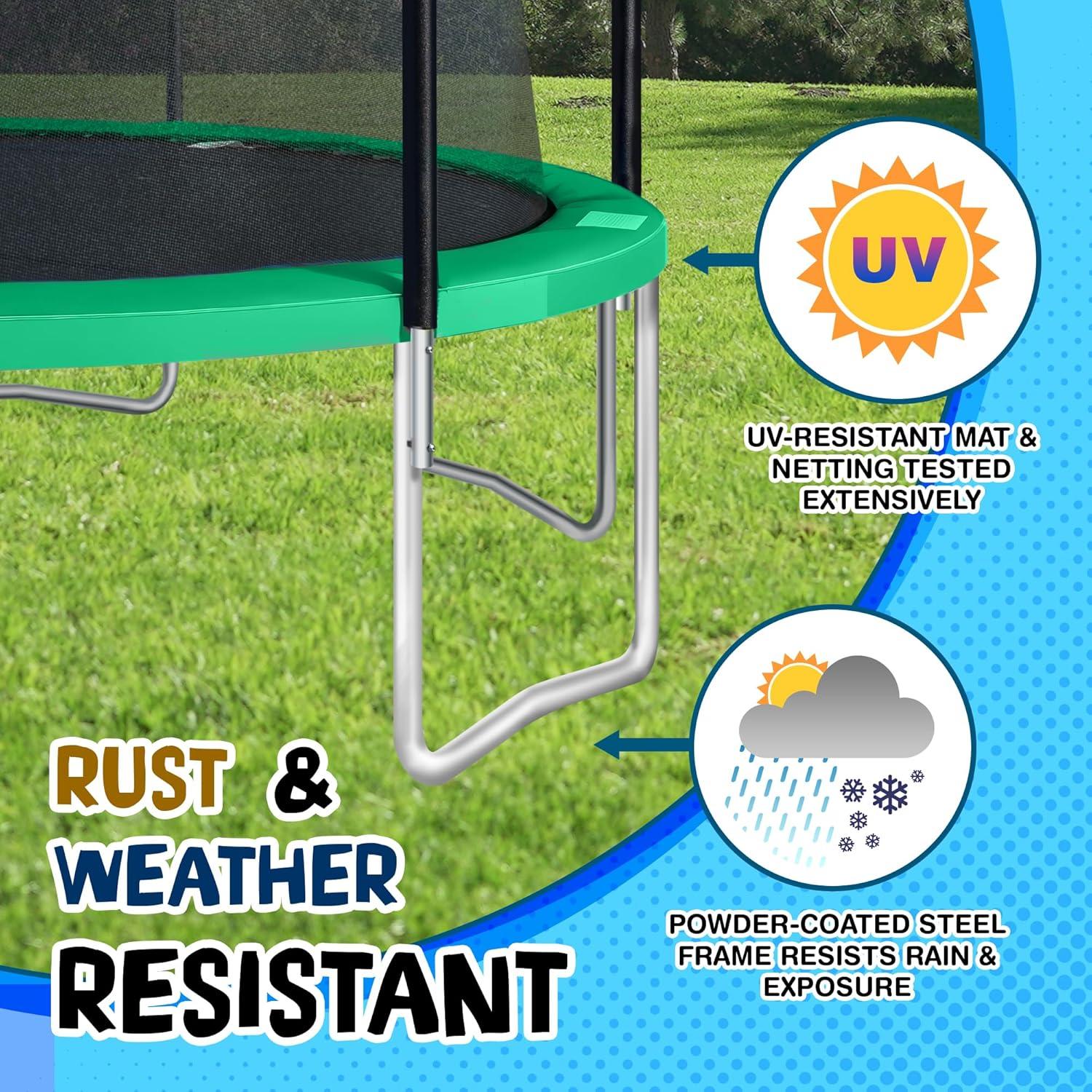 TruJump Sportspower TruJump 14' Round Trampoline with Safety Enclosure & with Lifetime Warranty on Jump Mat