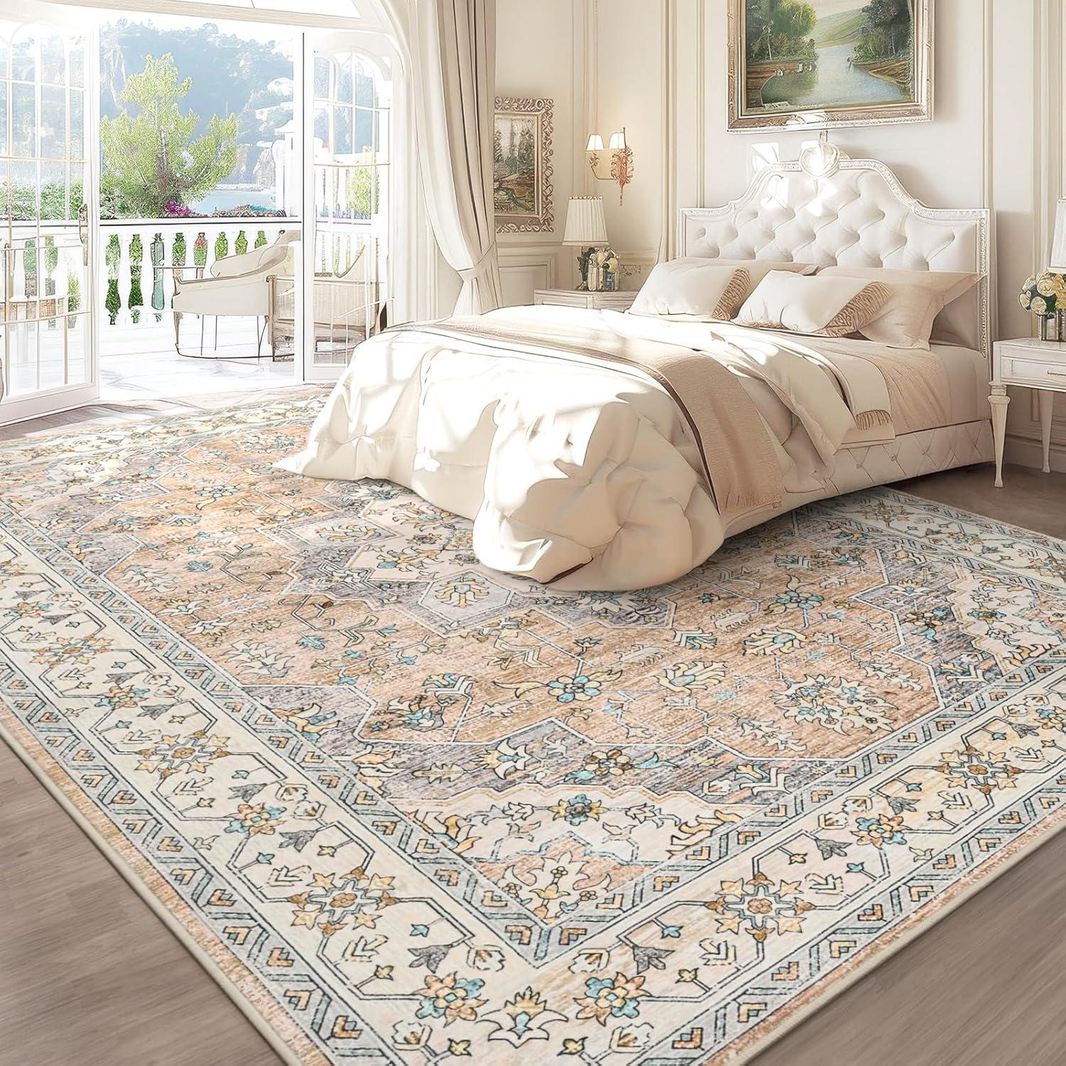 Nuloom Zara Medallion 4x6 Indoor Area Rug for Living Room Bedroom Dining Room Kitchen, Rust/Blue
