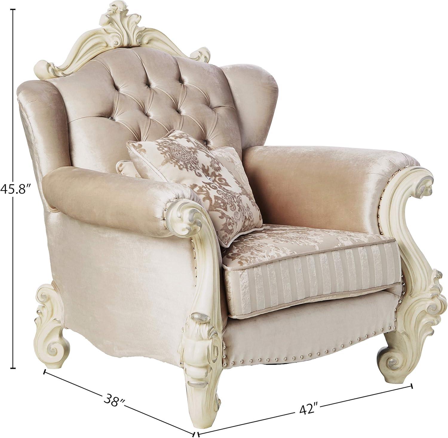 ACME Versailles Chair in Ivory Velvet & Bone White