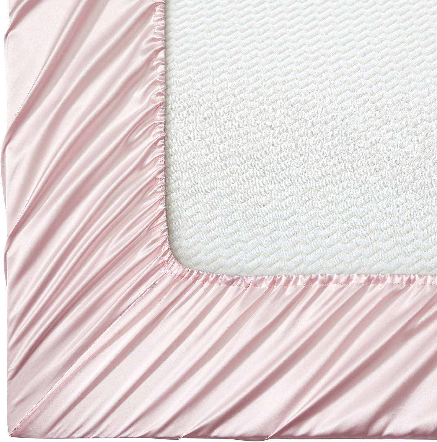 Blush Pink Queen Satin Deep Pocket Bed Sheet Set