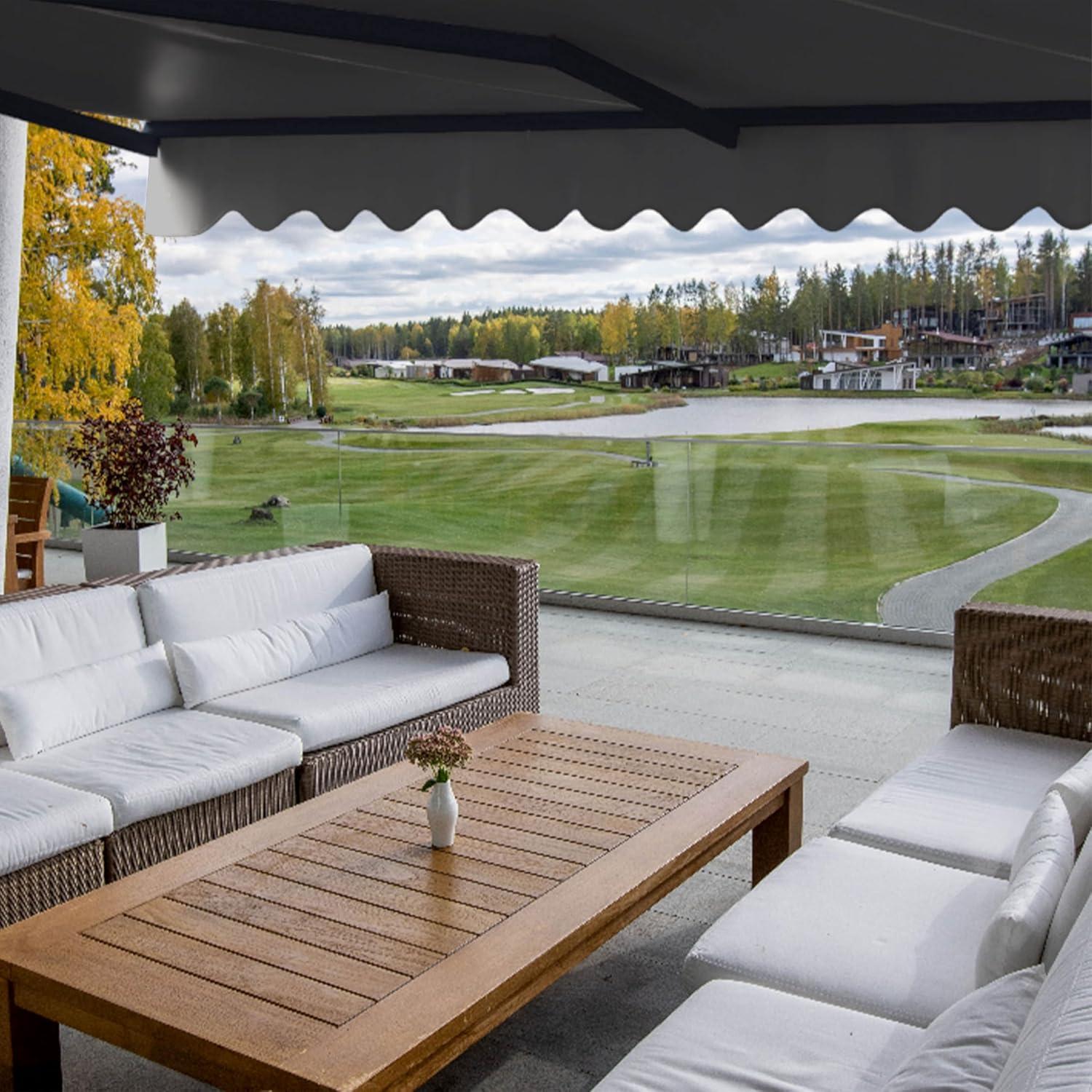 ALEKO Motorized Retractable Patio Awning- Black Frame