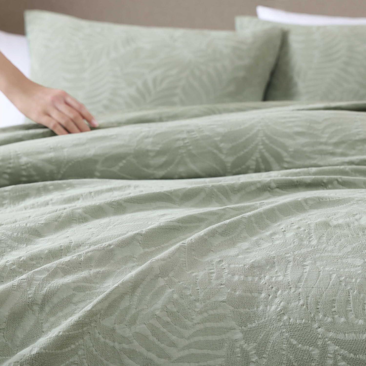 Harbor Palm 3 Piece Green 100% Cotton King Comforter Set