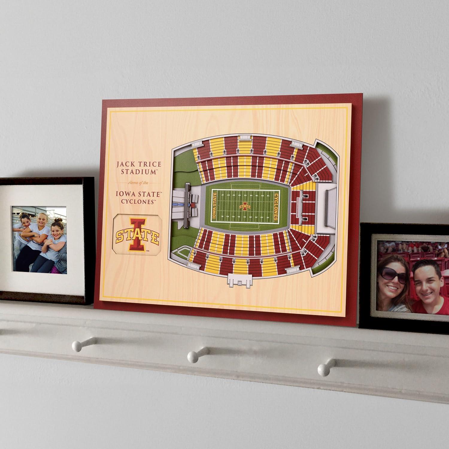 StadiumViews Iowa State Cyclones YouTheFan NCAA Iowa State Cyclones 5-Layer StadiumView 3D Wall Art - Jack Trice Stadium YouTheFan Team Colors Floater frame 13-Inches H x 17-Inches W Sports 3D art