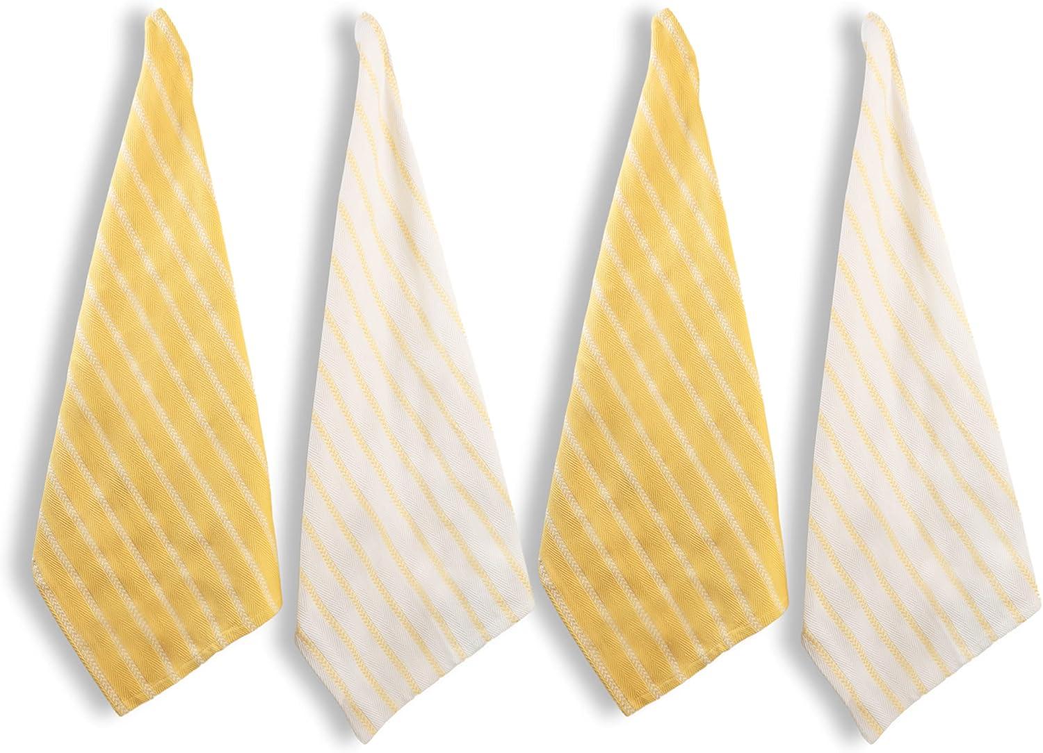 KAF Home Madison Set of 4 Absorbent, Durable and Soft Kitchen Towels | 18" x 28"  - Sunshine