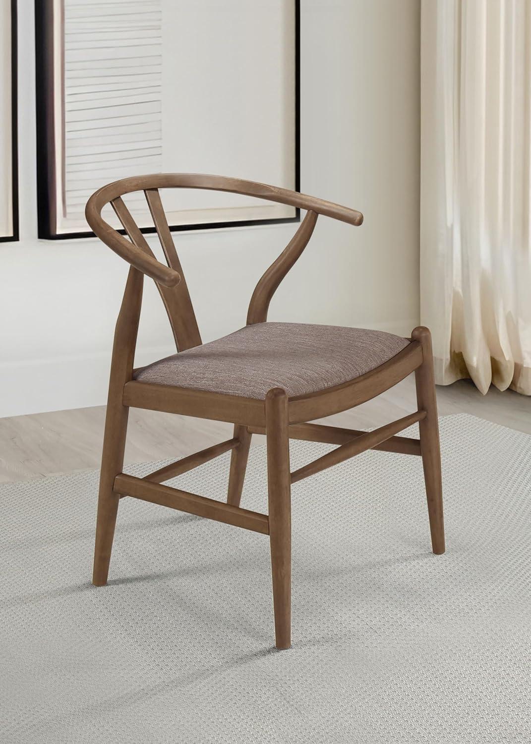 Dinah Danish Y-Shaped Back Dining Side Chair Walnut And Brown (Set Of 2)