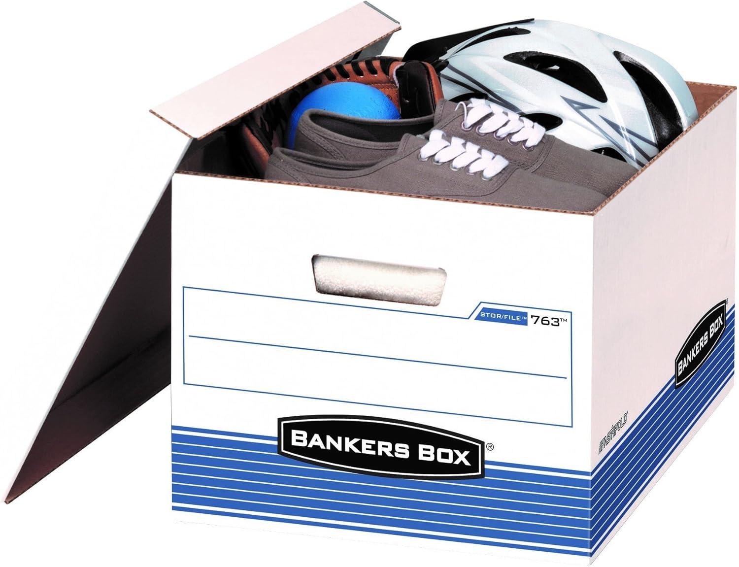 White and Blue Medium-Duty Portable File Storage Boxes