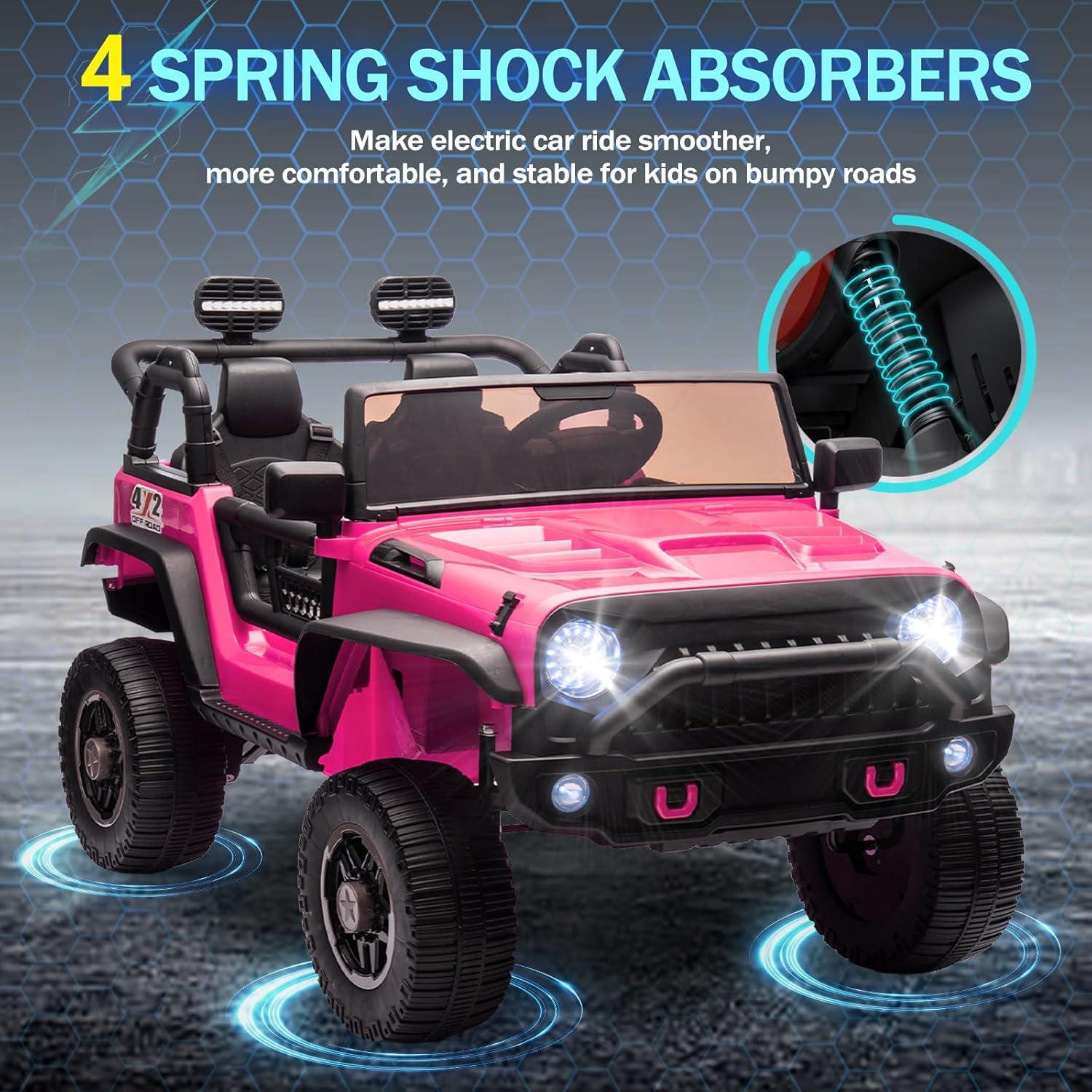 Ancheer 24V Real 2 Seater Ride On Toys Electric SUV Jeep Car With Remote Control,2WD/4WD Switchable, 4X100W Motor, Bluetooth, Music, USB, Lights