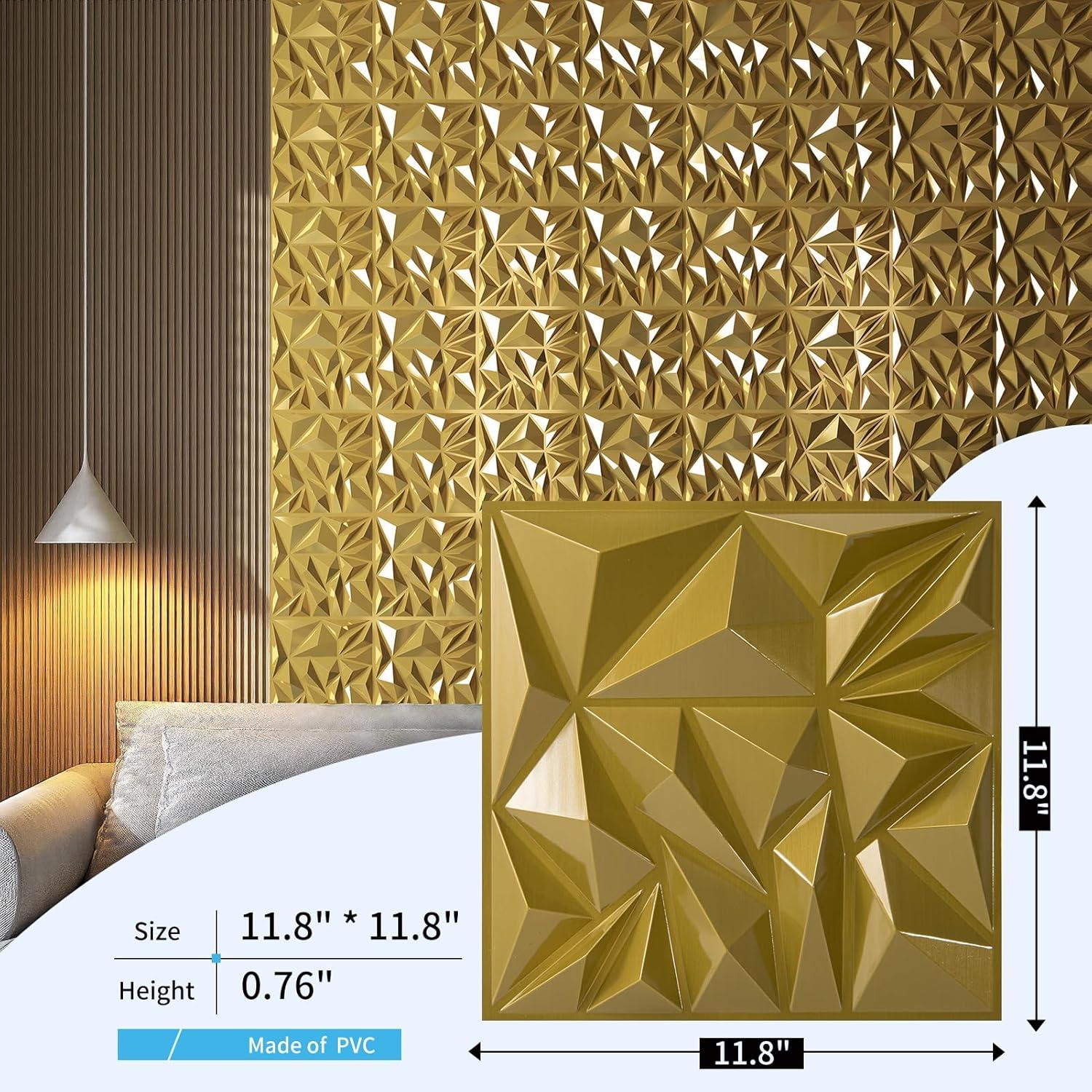 HD FLOORING, INC. Art3d 33-Pack 3D Wall Panels For Interior Wall Decor, Diamond Textured Feature Wall Paneling For Gaming Living Room TV Wall Background Accent Wall
