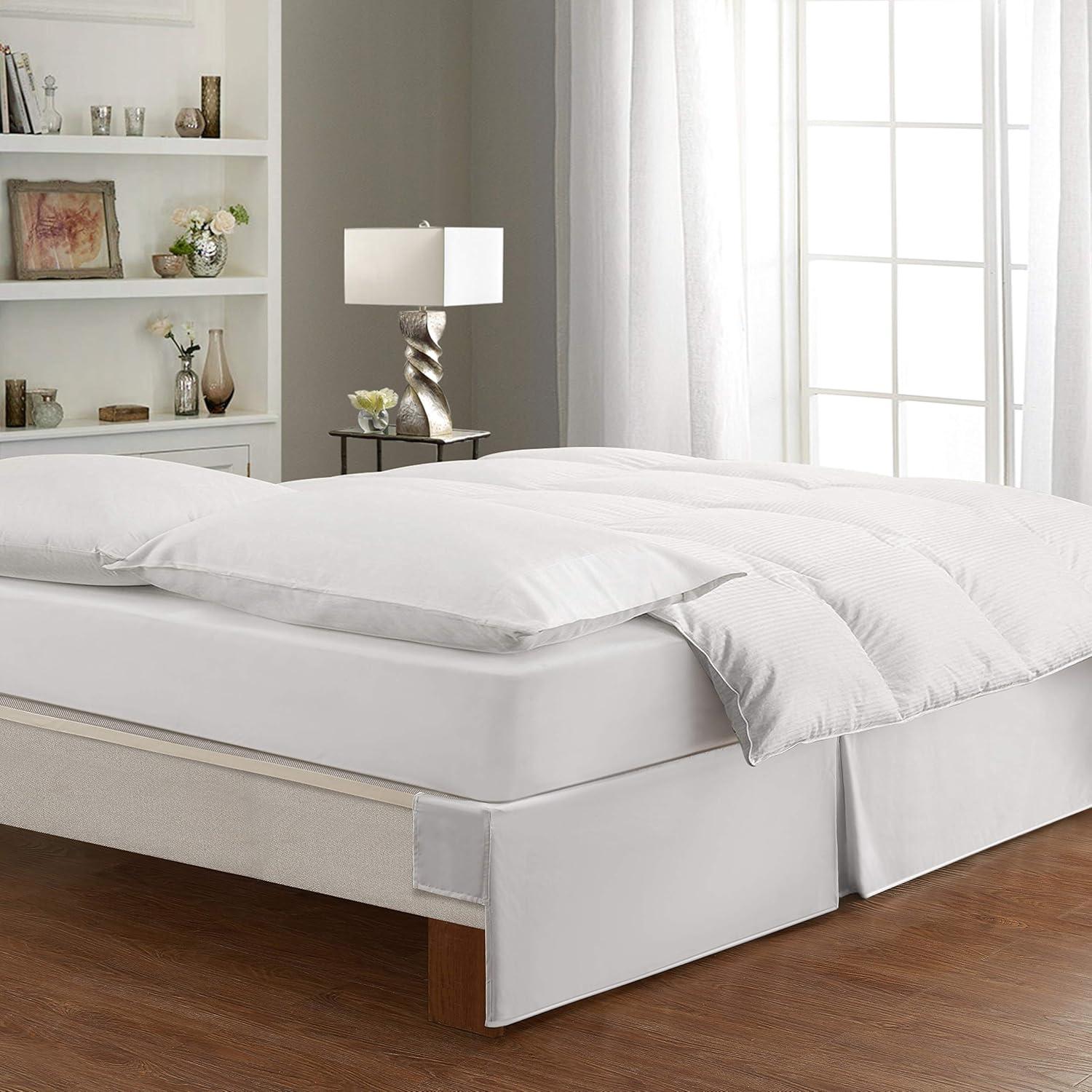 Bed Maker's Wrap-Around Hassle Free, Never Lift Your Mattress Tailored Bed Skirt, White, King