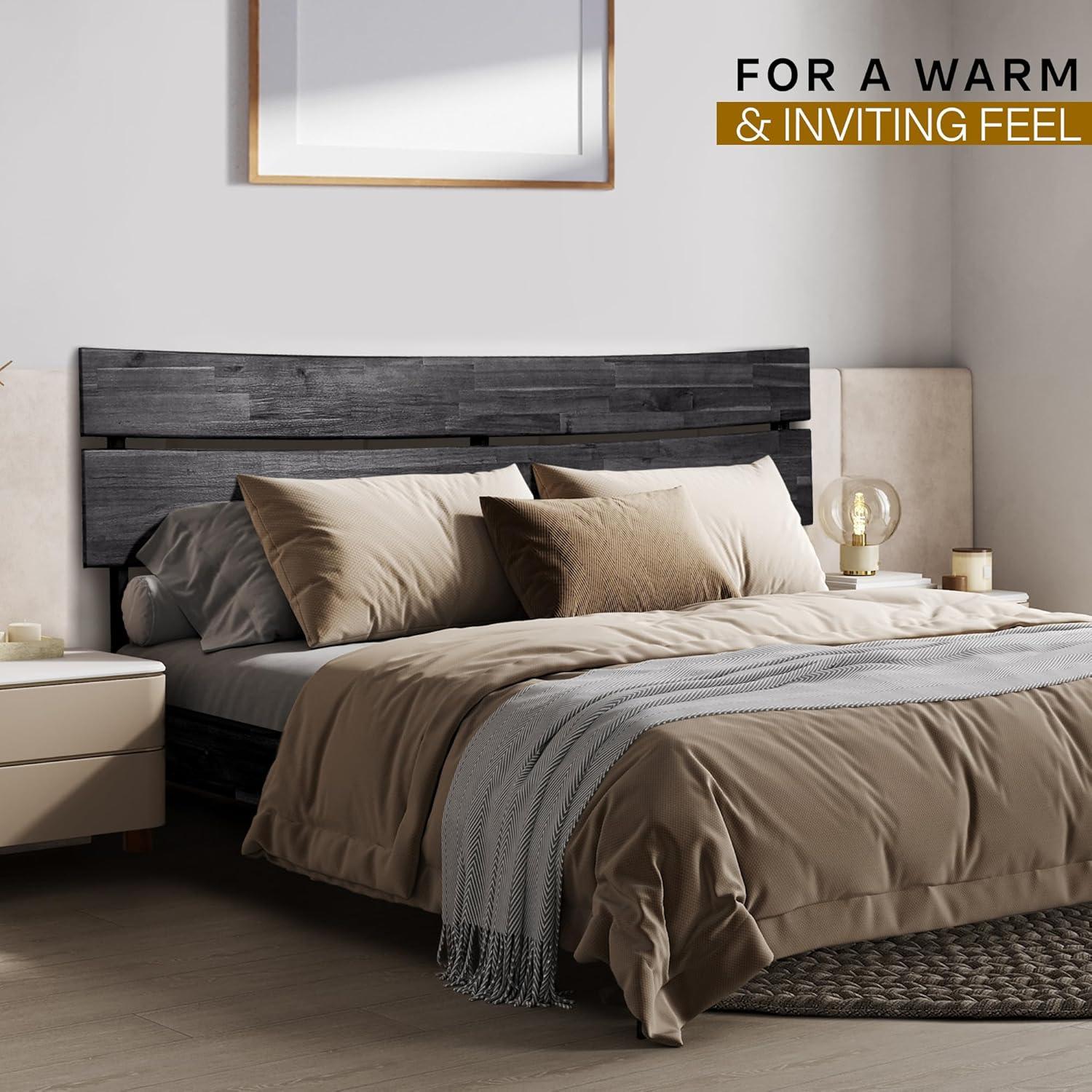 Aurora Solid Wood Bed Frame with Headboard