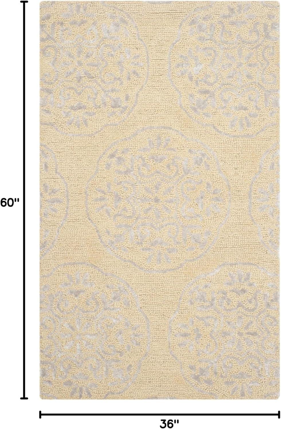 SAFAVIEH Bella Glenna Abstract Wool Area Rug, Beige/Silver, 3' x 5'