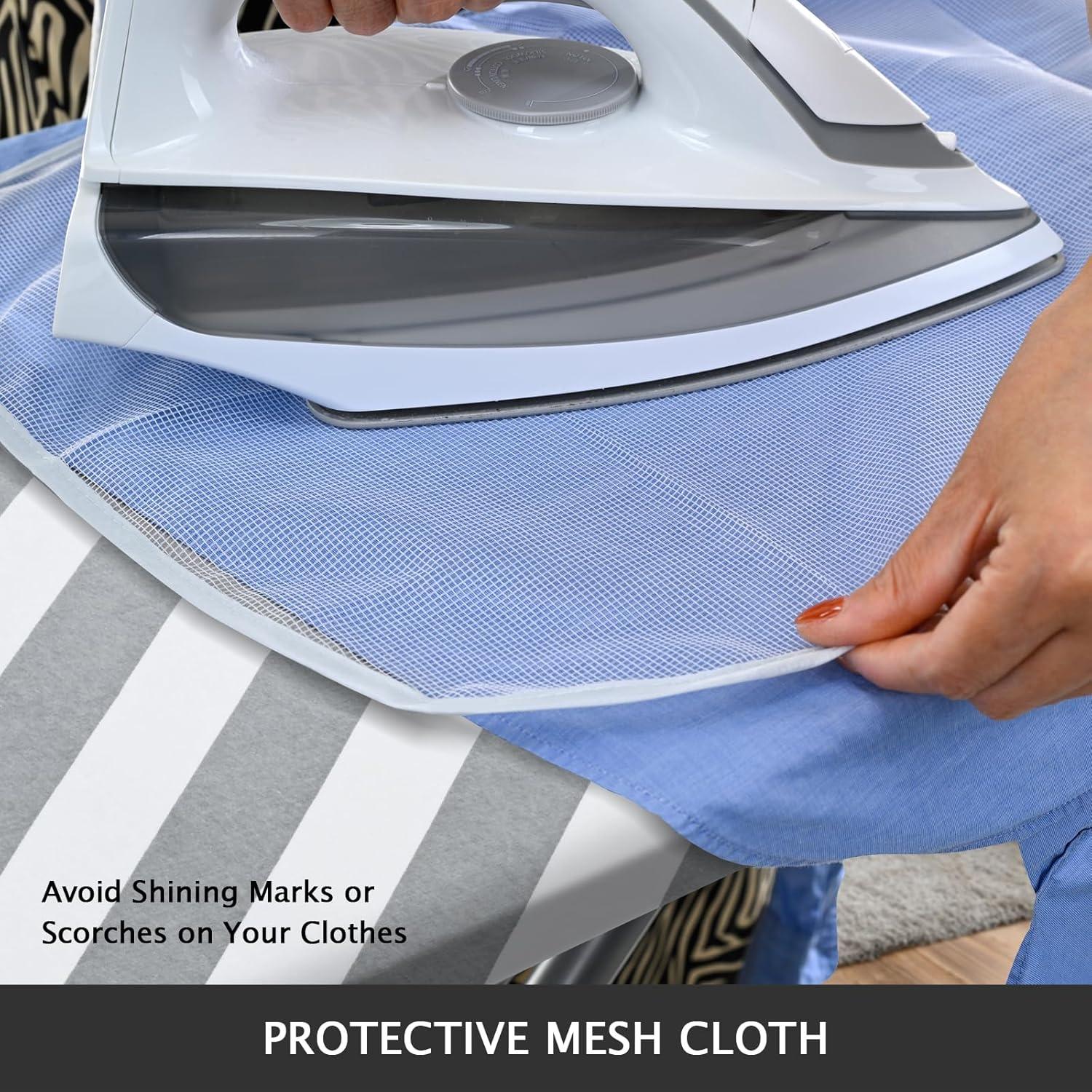 SheeChung 49"x15" Ironing Board Cover and Pad - with Elasticized Edges and 2 Connecting Straps,Premium Heavy Duty 4-Layer Silicone Coated Cover,Heat Reflective,Scorch Resistant