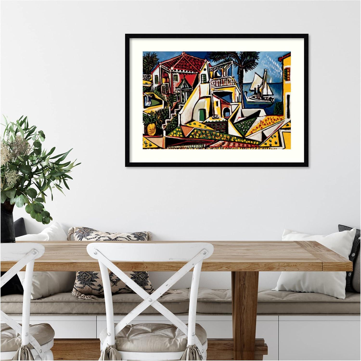 Large Black Wood Framed Abstract Cityscape Print by Pablo Picasso