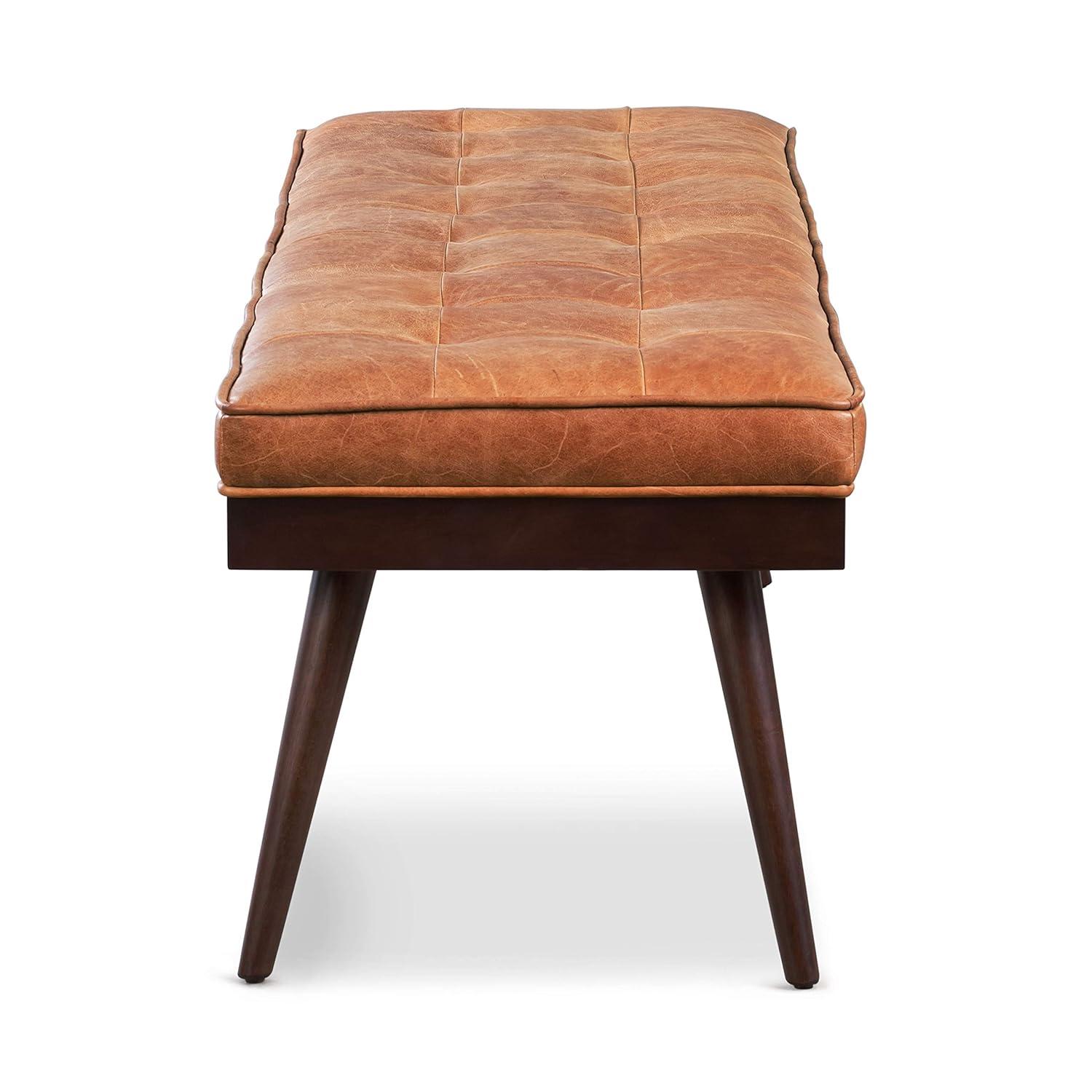Athan Full-Grain Italian Genuine Leather Bench