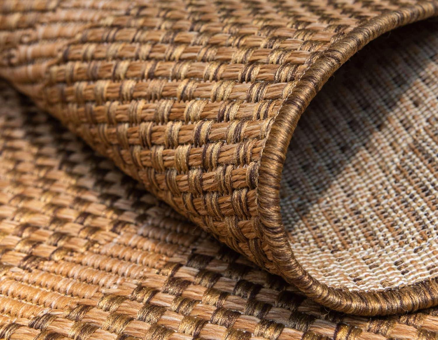 Easy-Care Synthetic Rectangular Outdoor Rug in Stain-Resistant Brown