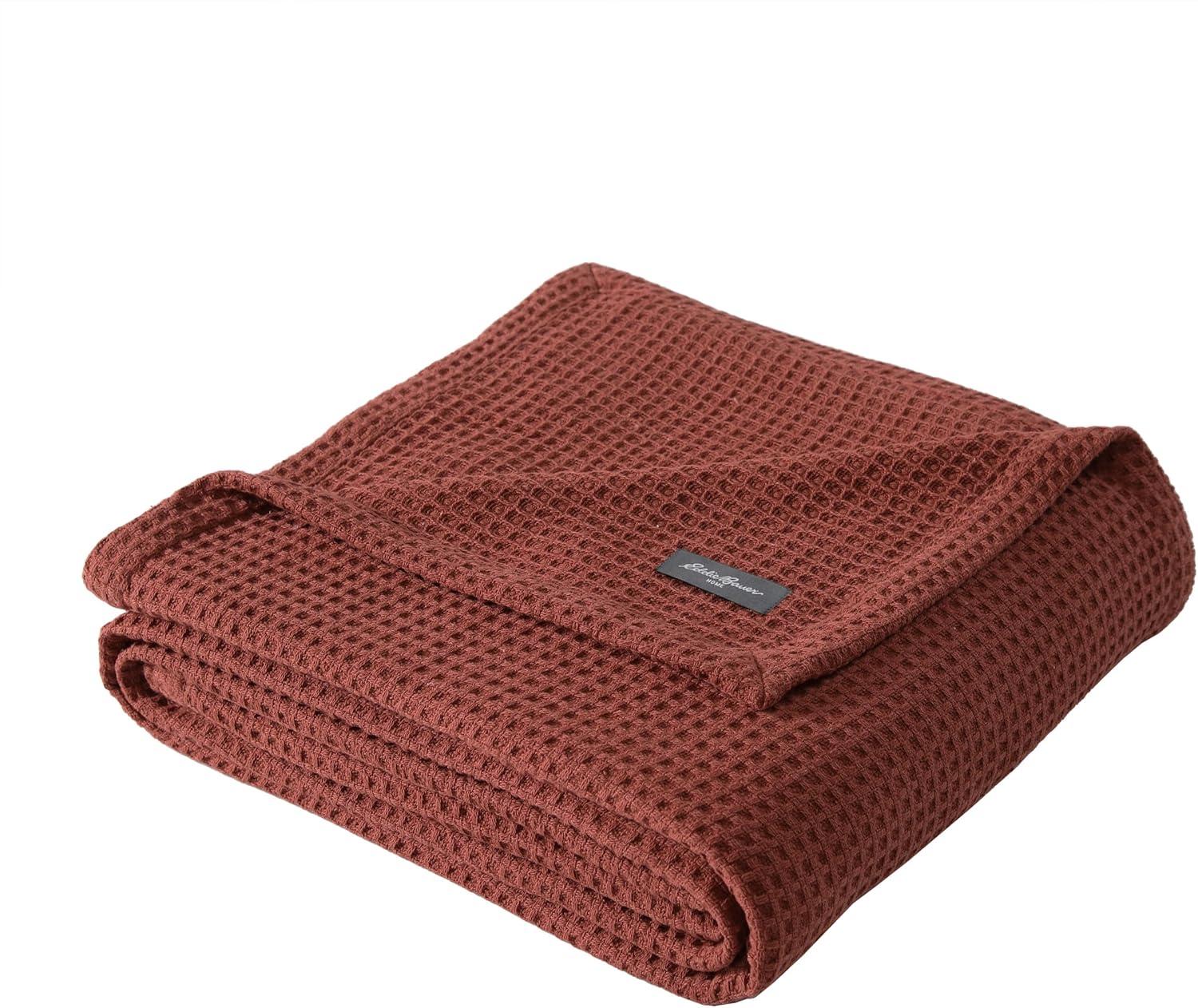 Eddie Bauer Solid Waffle Brown Twin Blanket