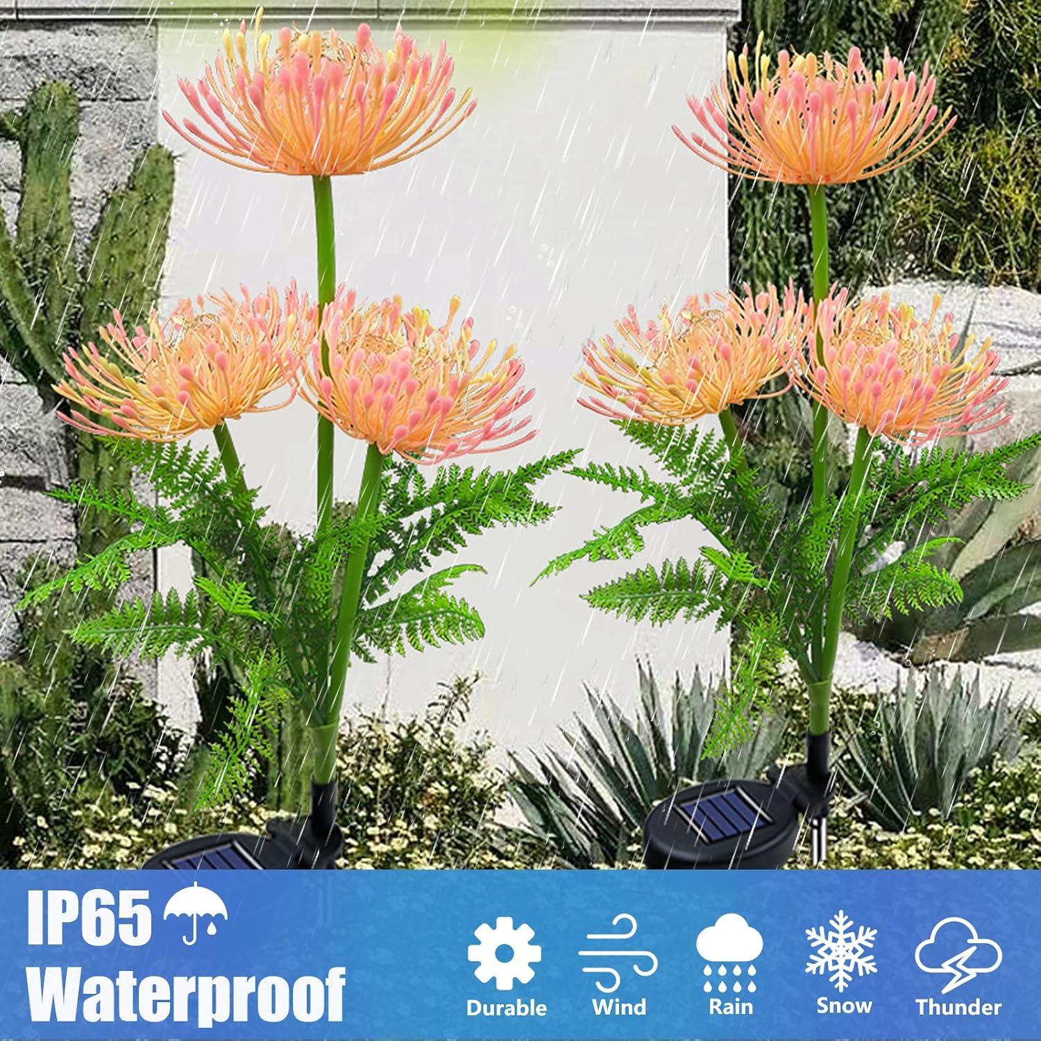 Solar Garden Lights, Solar Flowers Lights with Glowing Flowers & Stems, Upgraded Solar Panel, Outdoor Lights for Garden Decoration,Yard Decor and Gift for Mother (2 Pack)