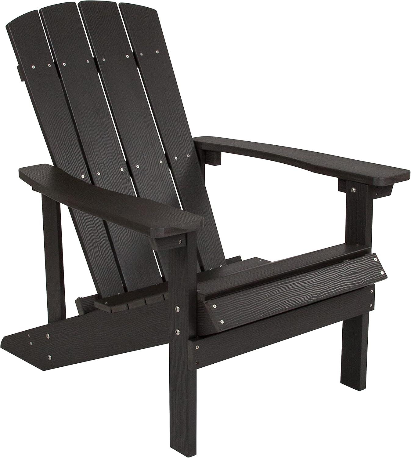 Flash Furniture Charlestown All-Weather Poly Resin Wood Adirondack Chair in Slate Gray