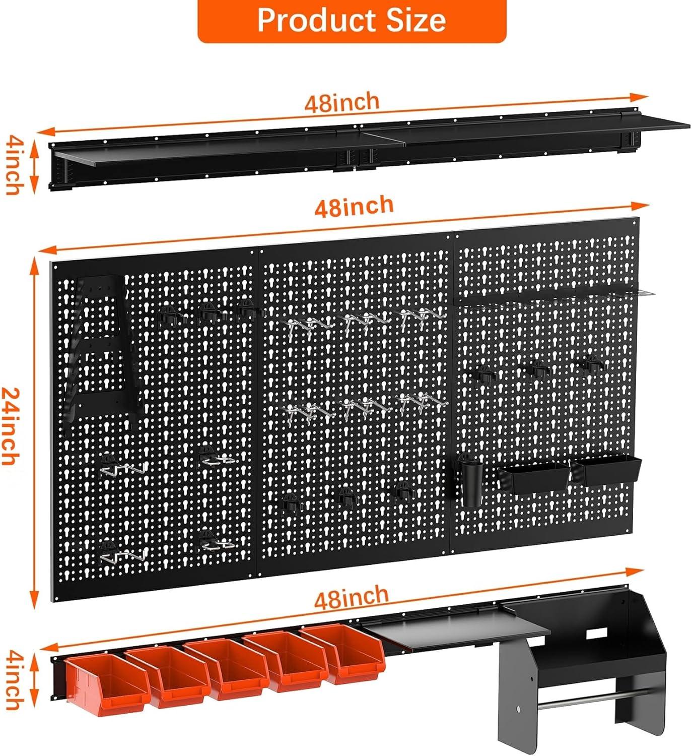 Metal Pegboard Wall Organizer – 4ft Wide