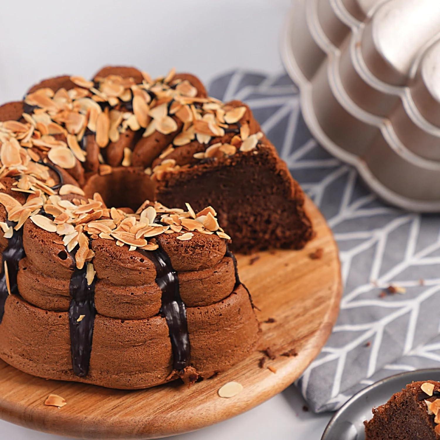 Baker's Secret Fluted Cake Pan, Cast Aluminum 2 Layers Nonstick Coating (Petal)