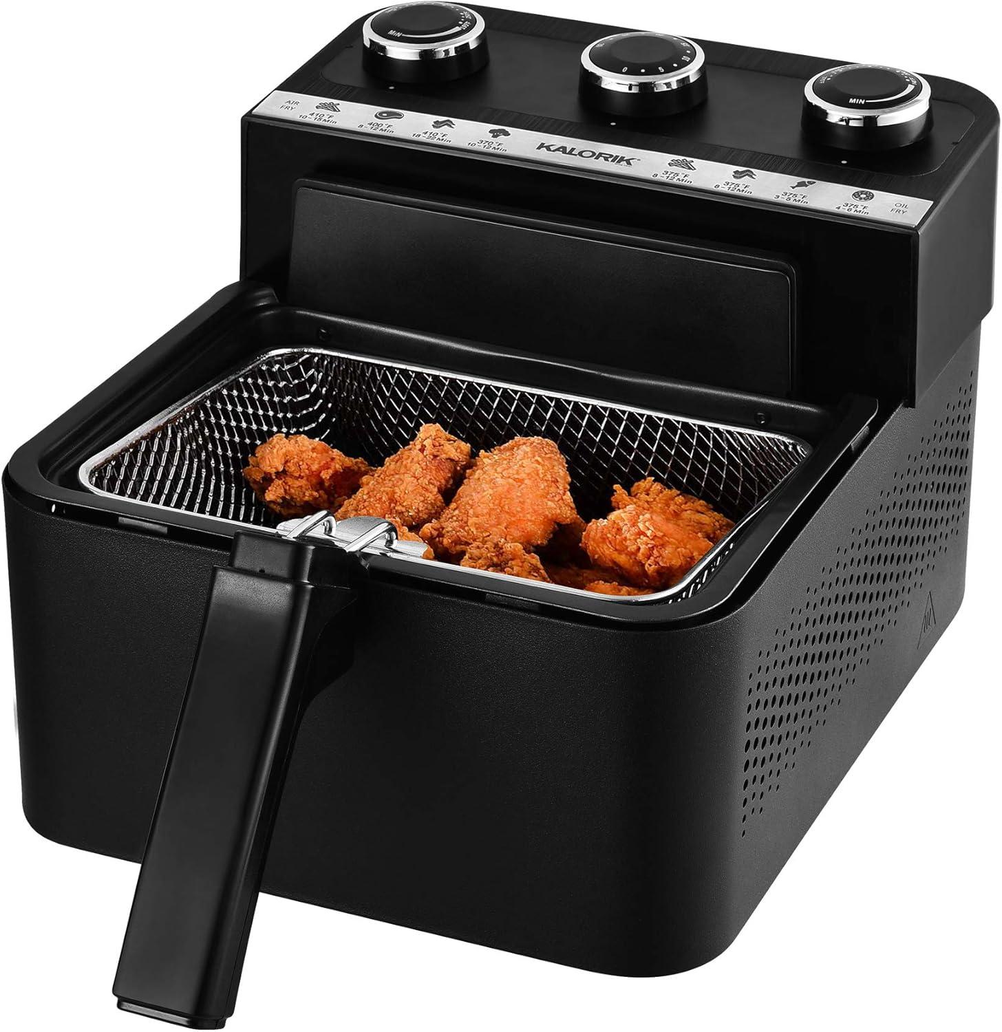 Kalorik 2-in-1 Air Fryer and Deep Fryer, Black