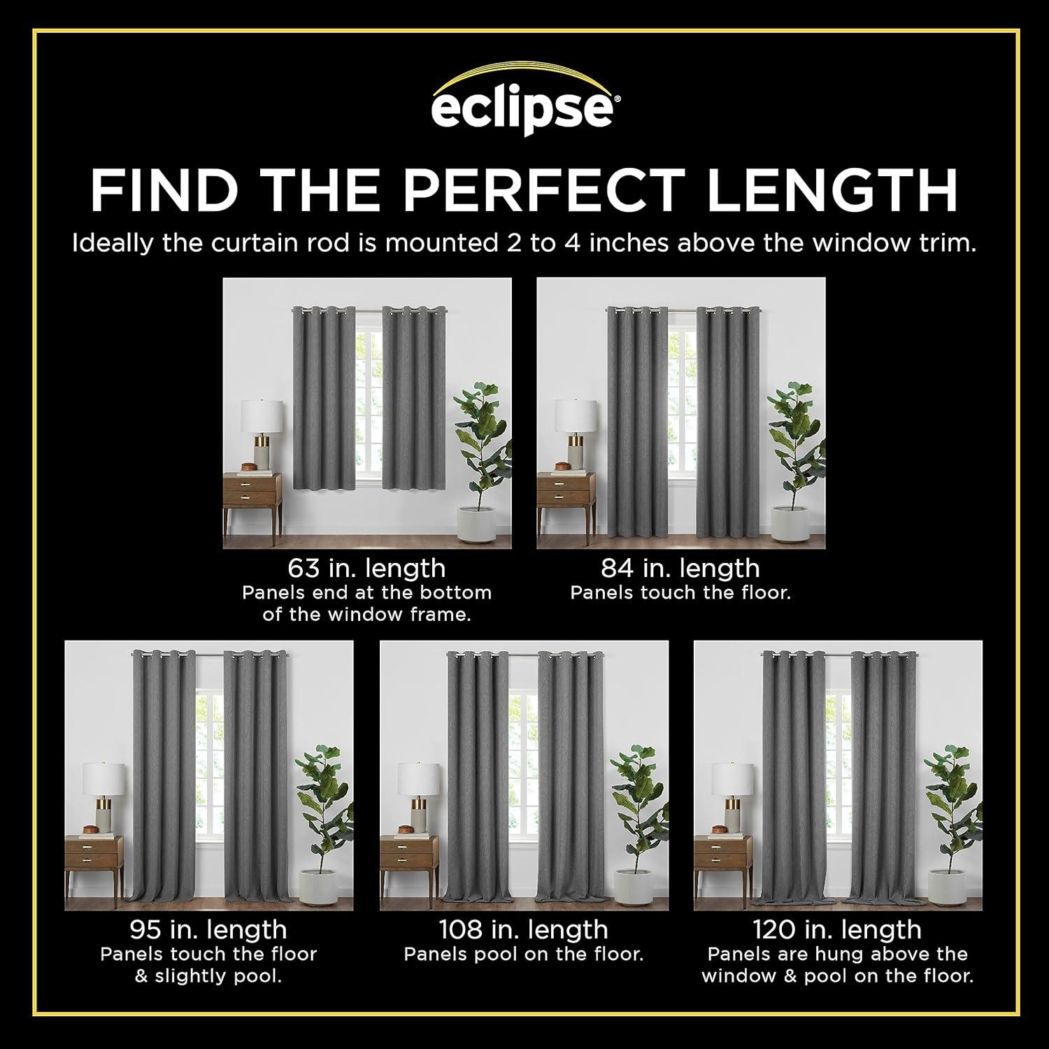 Eclipse Eclipse Pembroke Faux Linen 100% Blackout Grommet Panel Pair (Set of 2)