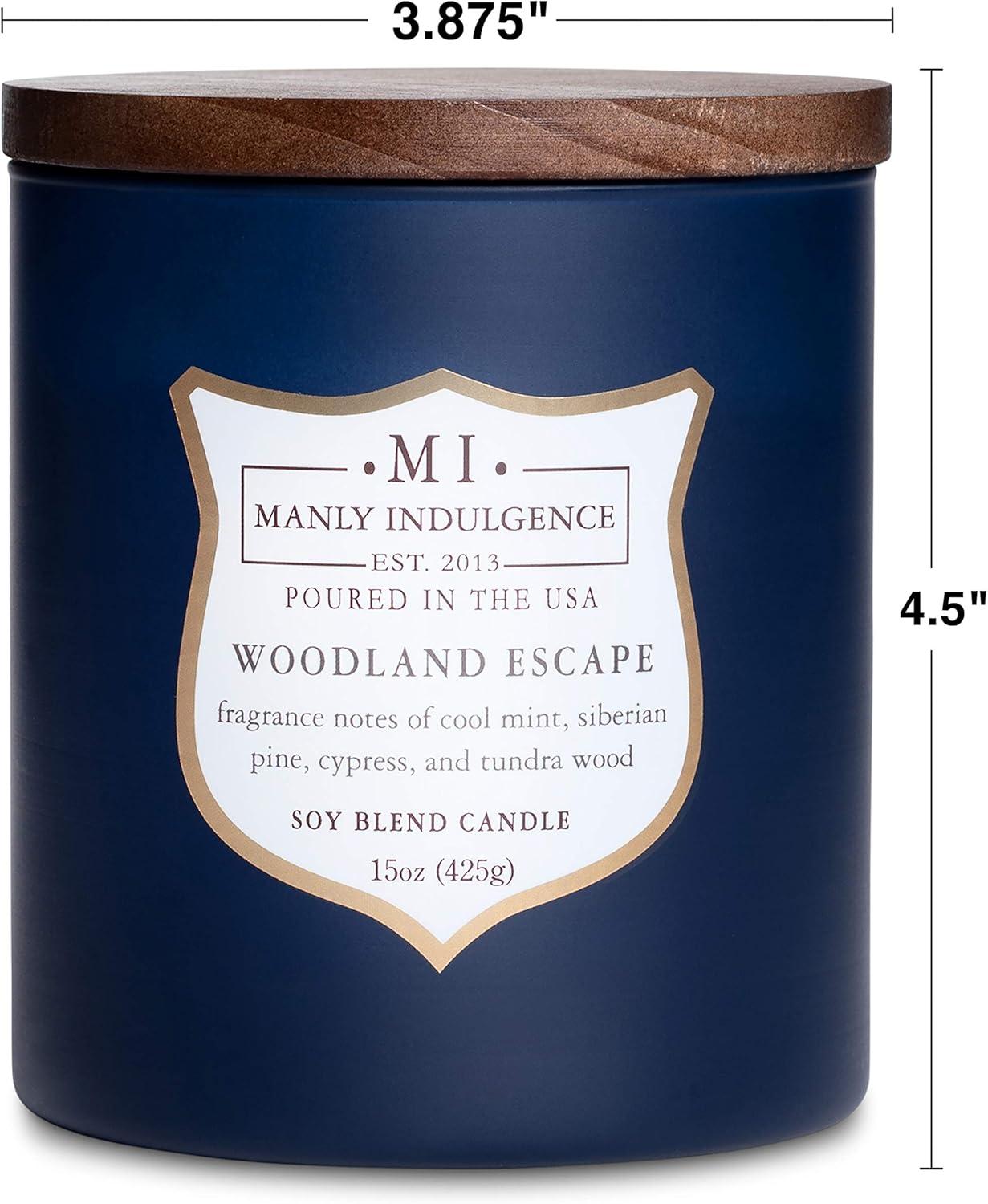 Manly Indulgence Signature Woodland Escape Scented Jar Candle, 15 oz, 60h Burn, Woody & Earthy