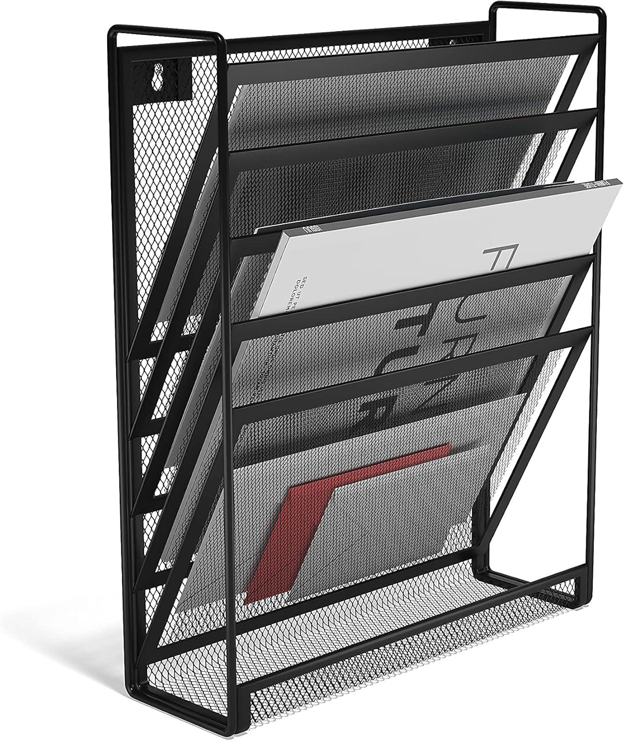 TRU RED 5-Pocket Mesh Letter Wall File Black (TR57582-CC)