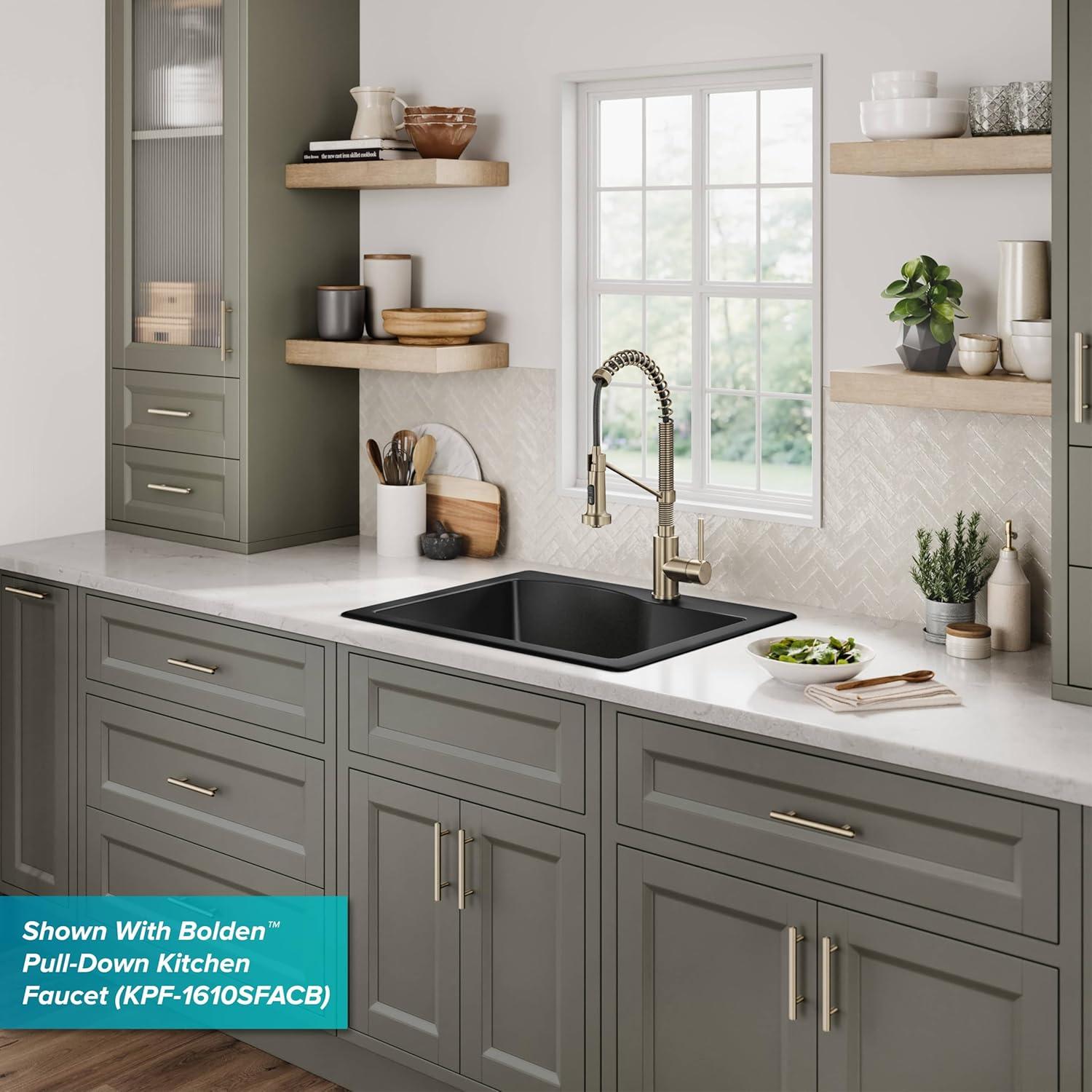 KRAUS Quarza™ 25" L Dual Mount Single Bowl Granite Kitchen Sink