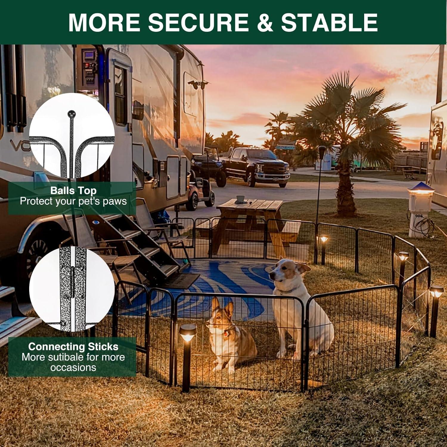 FDW Dog Playpen Pet Dog Fence 32" Height 16 Panels Metal Dog Pen Outdoor Exercise Pen with Doors for Large/Medium /Small Dogs Camping,Yard