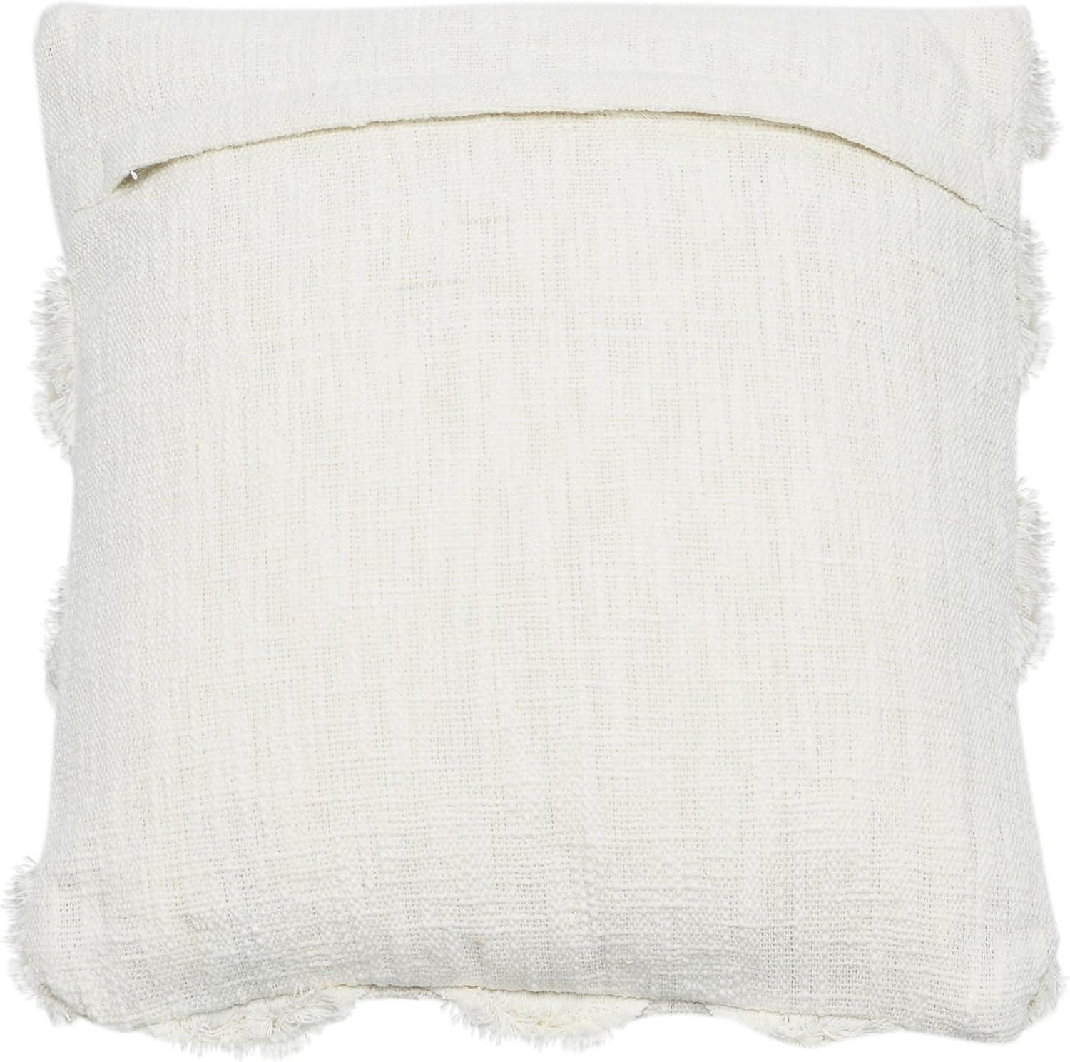 Creative Co-Op Cotton Tufted Chenille Pillow with Scallop Pattern, White