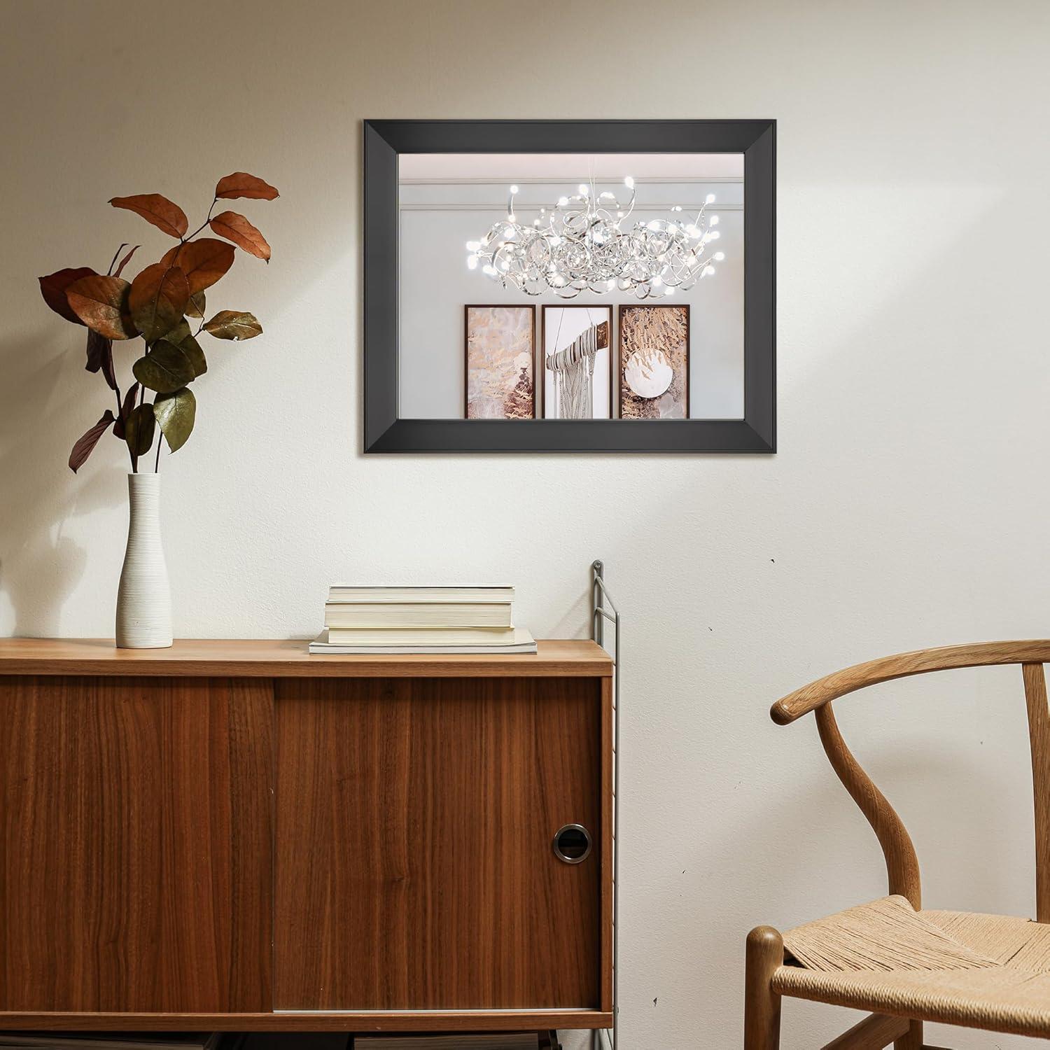 Amazon Basics Rectangular Wall Mount Mirror 16" x 20" - Standard Trim, Black