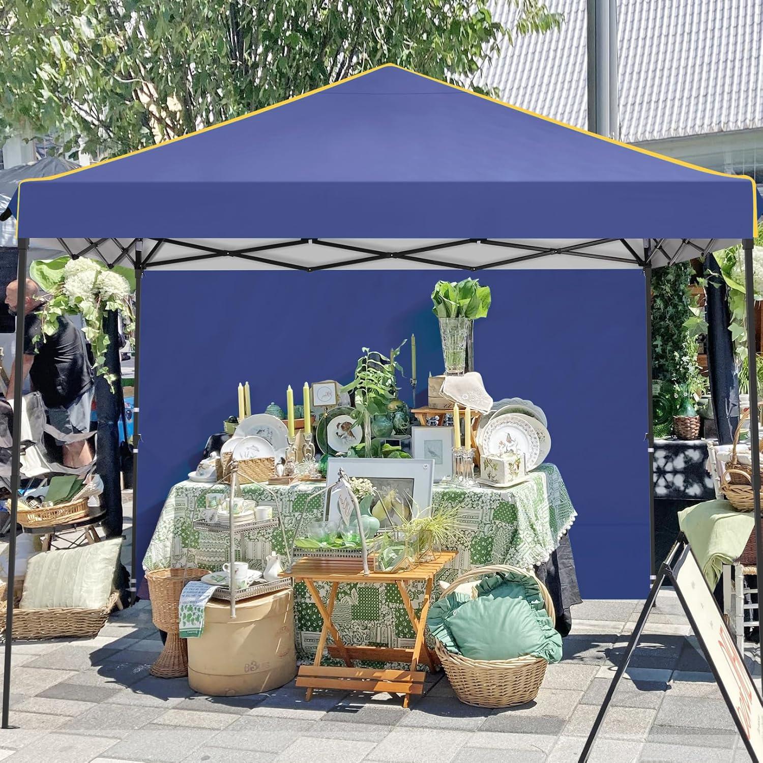 COBIZI 10x10 Pop-up Canopy Tent with 4 Sidewalls and Mesh Windows 2.0, Waterproof Commercial Instant Outdoor Canopy Tents for Party/Exhibition/Picnic with Carry Bag,4 Stakes & Ropes,Dark Blue