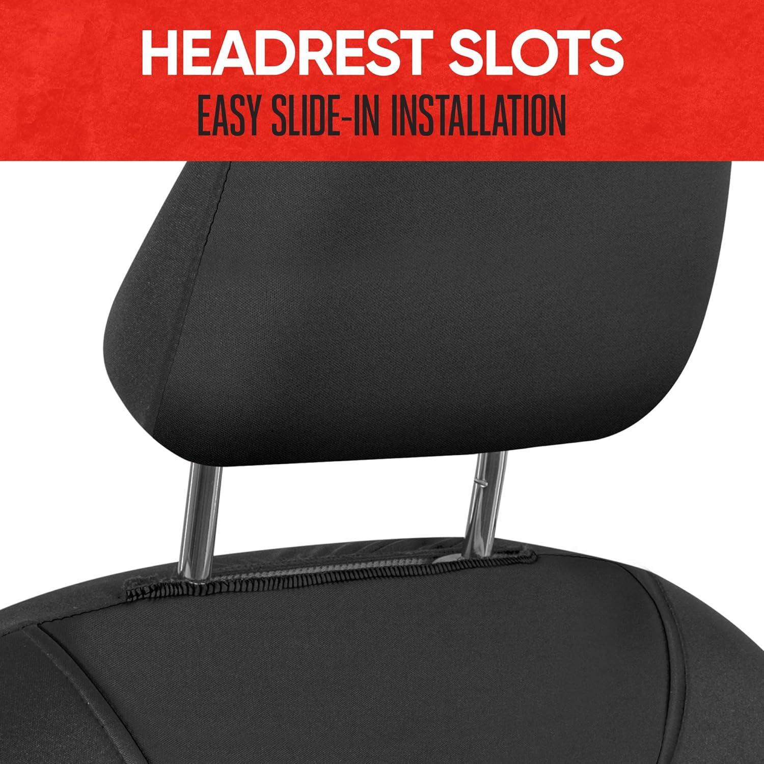 Motor Trend AquaShield Car Seat Covers for Front Seats, Black – Two-Tone Waterproof, Neoprene Seat Cover Set, Interior Covers for Auto Truck Van SUV