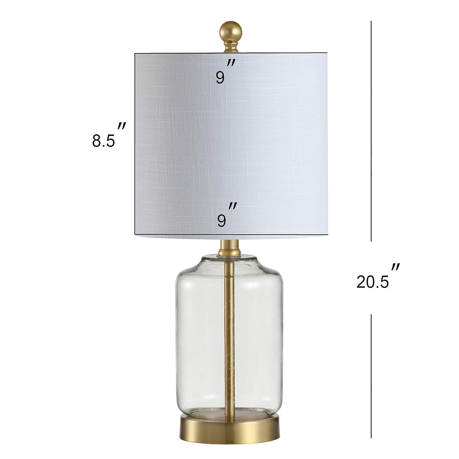 JONATHAN Y Duncan 19.5" Glass/Metal LED Table Lamp, Brass/Clear, JYL1033A
